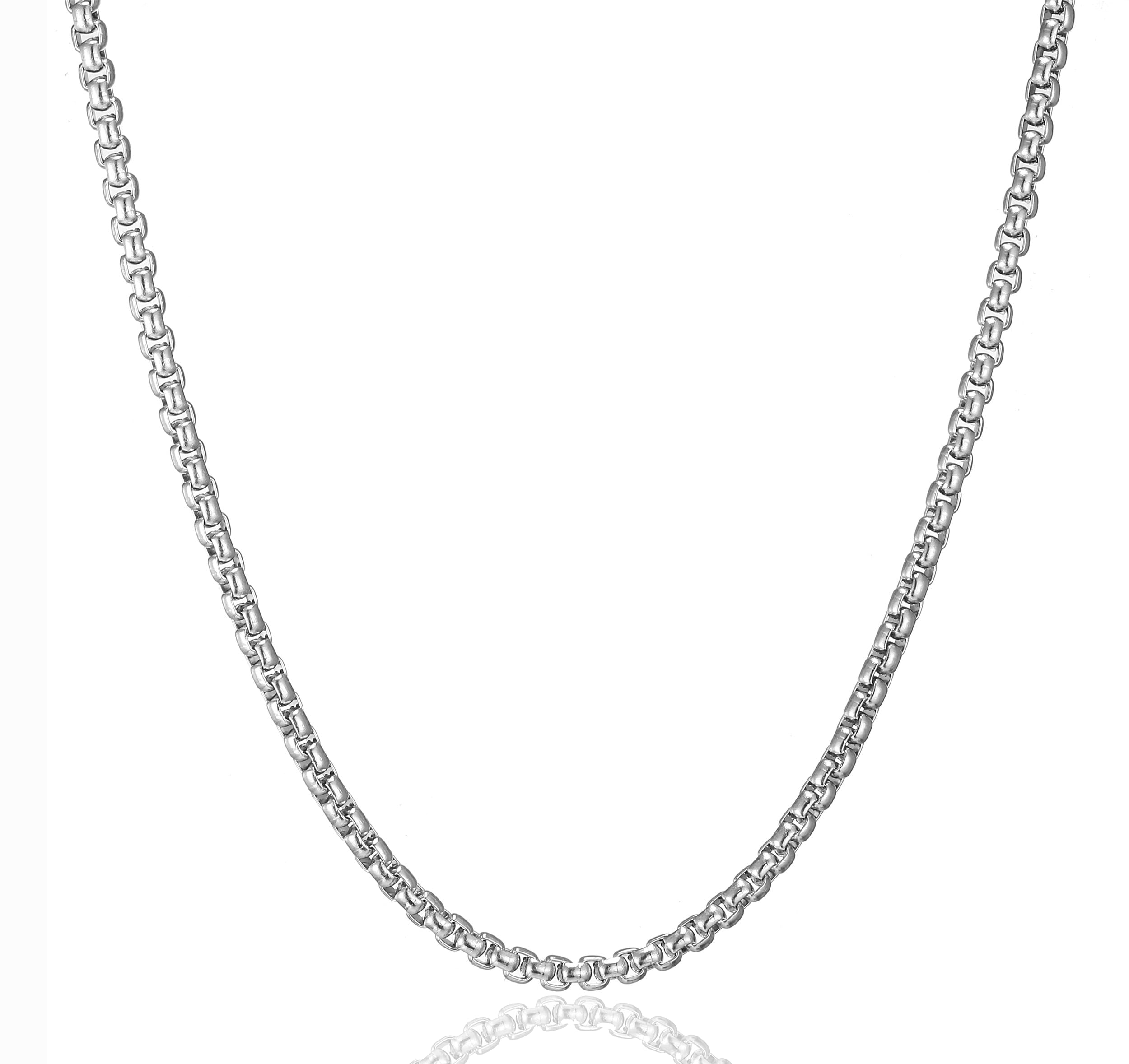 AFSTALR Herren Damen Edelstahl Silber kette Halskette Venetian link kette link collier 2/2.5/3/4mm 45/50/55/60/70cm box Kette für Männer Schmuck Link Chain Silver/Gold/Schwarz Angebot bei HelloDeals