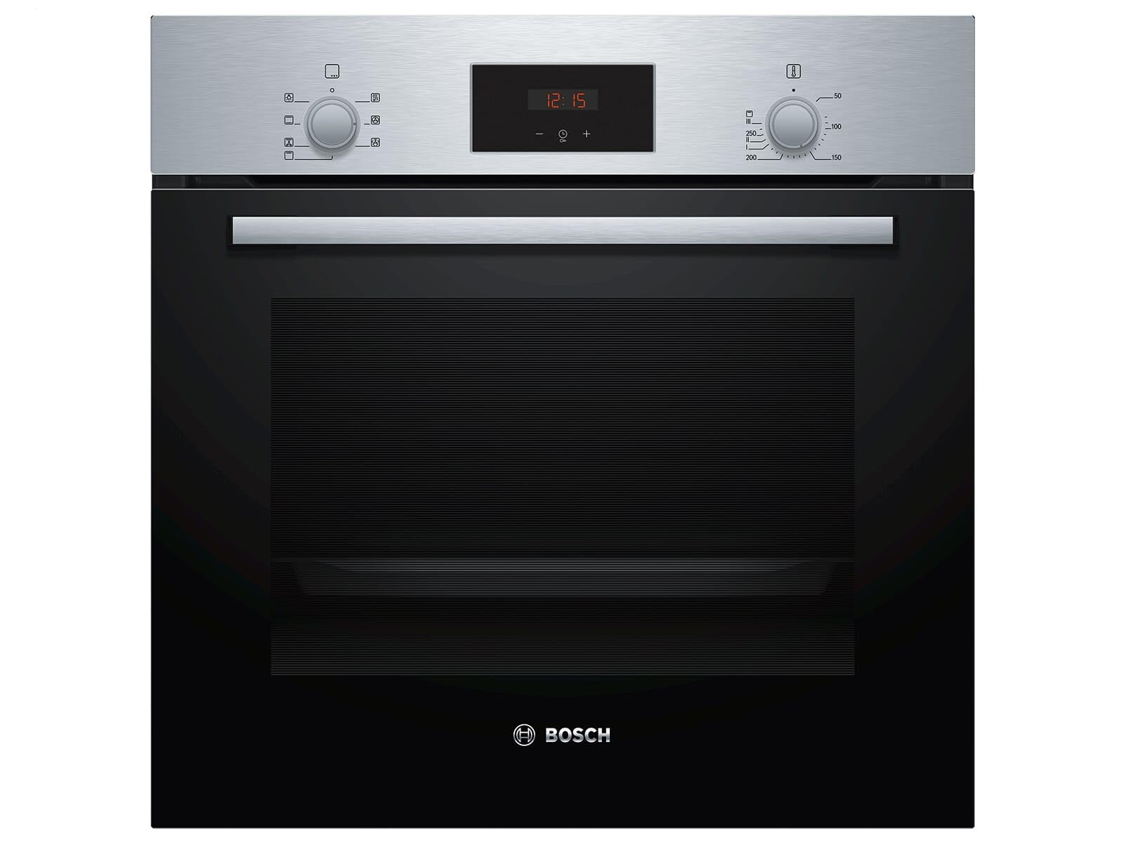 Bosch HBF133BR0 Serie 2 Einbau-Backofen, 60 x 60 cm, EcoClean Direct Reinigungshilfe, 3D Heißluft Backen auf 3 Ebenen, LED-Display, Schnellaufheizung, Kindersicherung, Schwarz, Updated Led | Display Edelstahl Leicht reinigend | ECO - Clean LED | Display Angebot bei HelloDeals