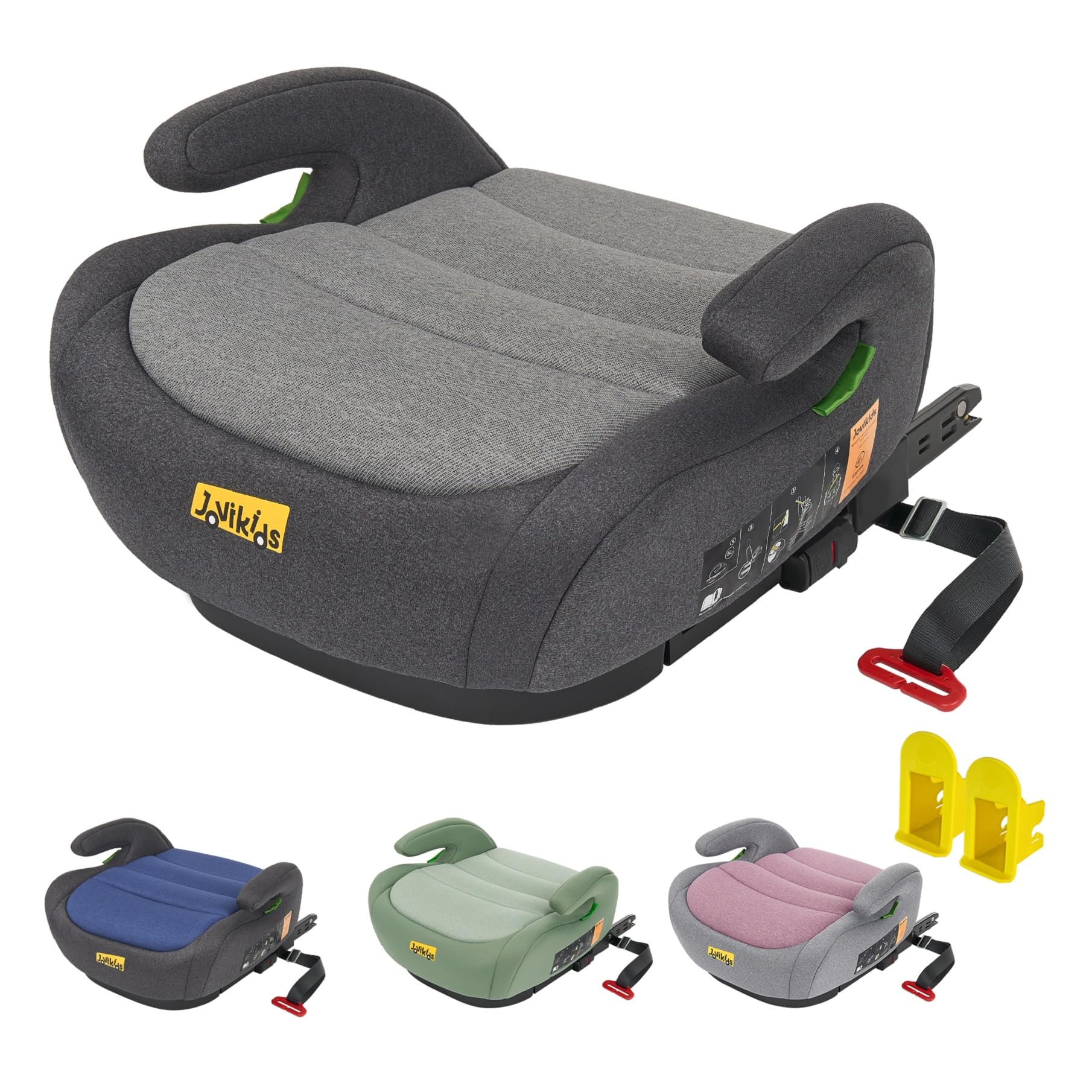 Jovikids Sitzerhöhung Auto Kinder ISOFIX, ECE R129 Kindersitzerhöhung 125-150cm, Verdickter Stoffbezug & Isofix Einführhilfe, Leicht Waschbar Angebot bei HelloDeals