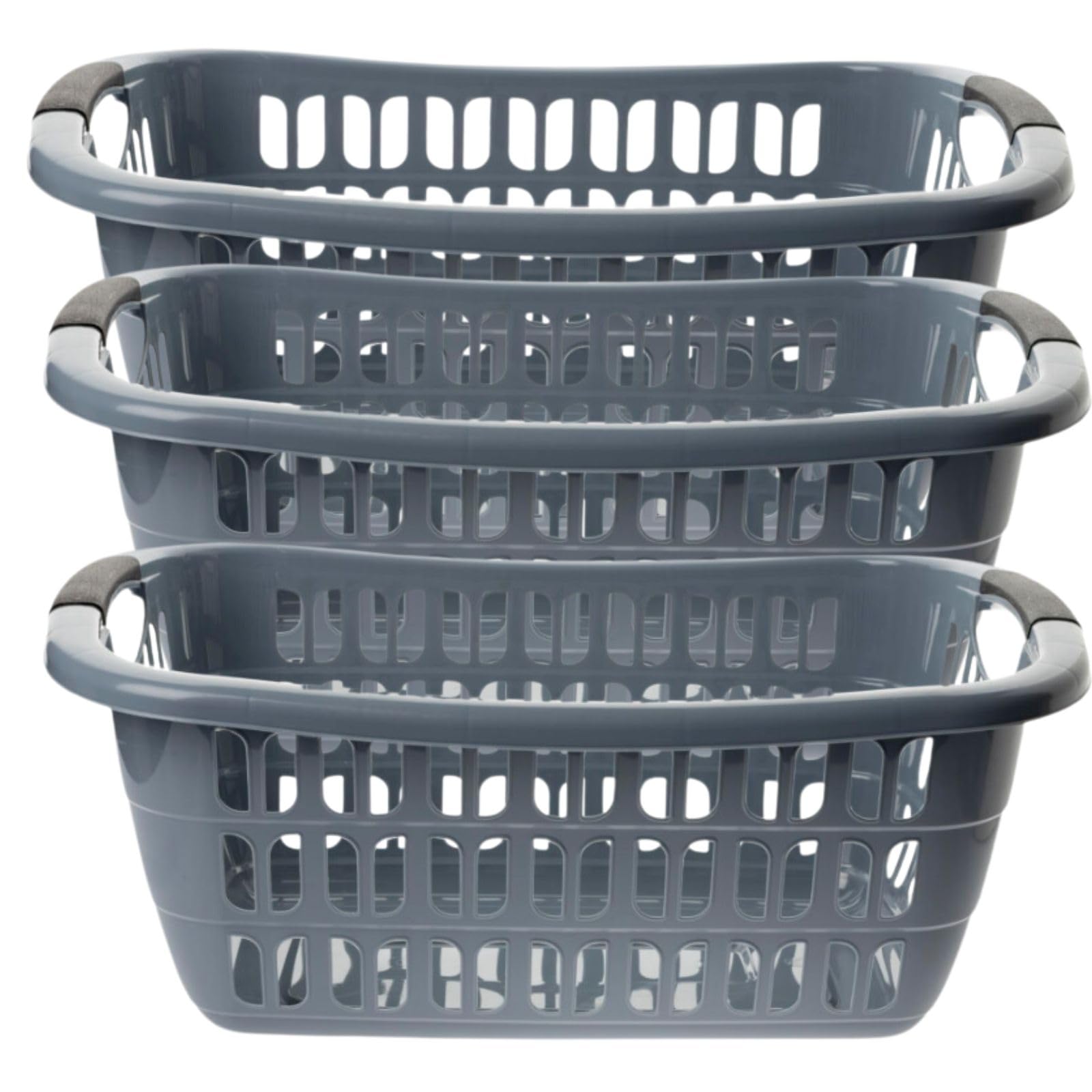 3er Set Große Wäschewanne Grau 55x37x20 cm: Dein Multitalent für Ordnung und Komfort! Angebot bei HelloDeals