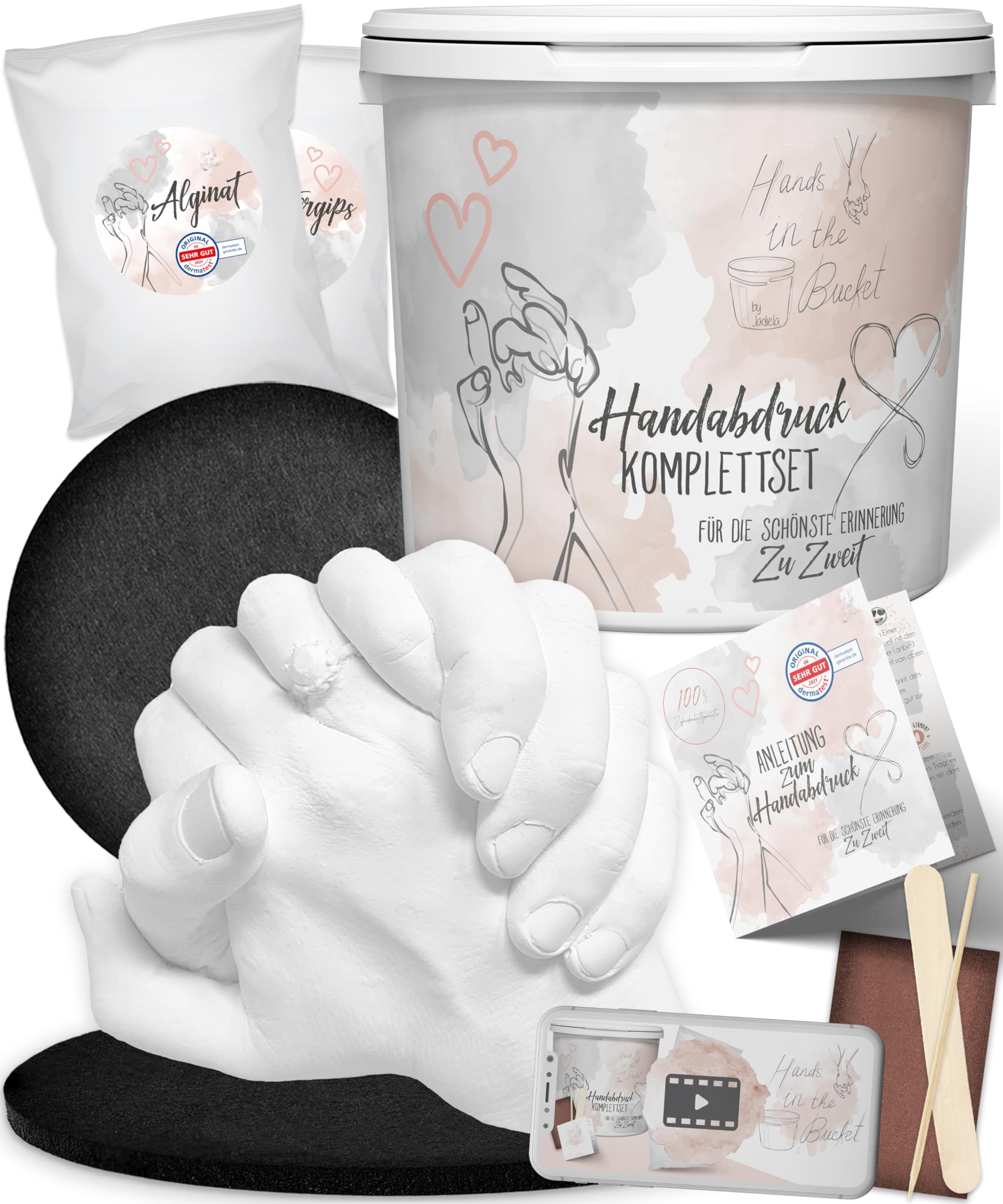 3D Handabdruck Set für Paare Made in Germany mit Sockel Gipsabdruckset Hände Jahrestag Geschenk für Ihn, Pärchen Geschenke Gips Geschenk für Sie, Gipsabdruck Paar Angebot bei HelloDeals