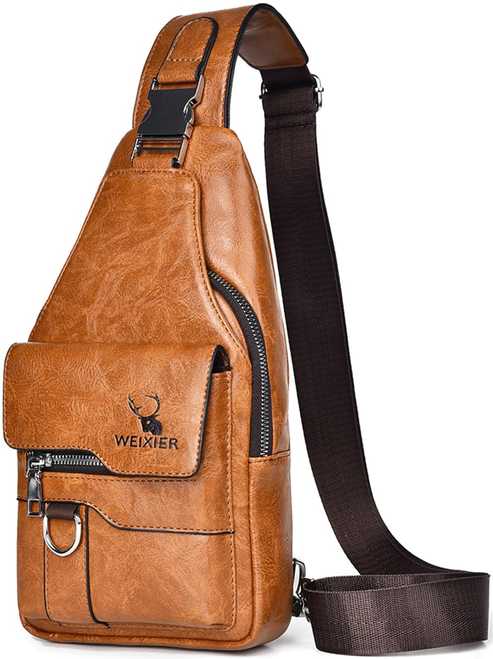 Hjkiopc Sling Tasche für Herren,Leder Brusttasche,Wasserdichte Schultertaschen,Lässige leichte Tasche,Handy Tasche,Crossbody Tasche für Wandern,Radfahren,Camping (Hellbraun) Angebot bei HelloDeals