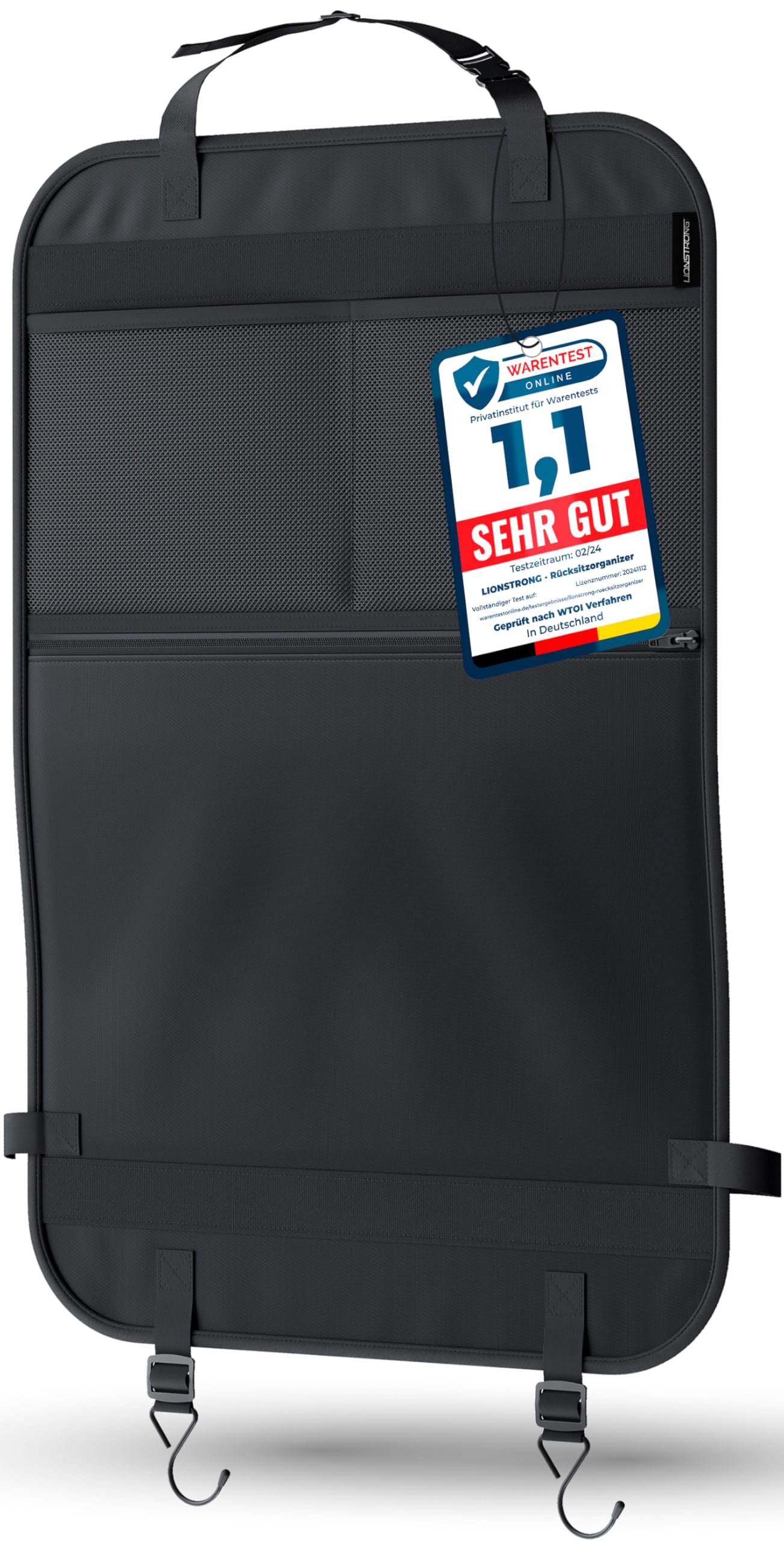 LIONSTRONG® Auto Organizer Kinder Rücksitz schwarz [WASSERDICHT] - Rückenlehnenschutz Auto Kinder universell kompatibel - Autositz Organizer - Sitzschutz Rückenlehne - große Tasche Große Tasche 1 Stück Angebot bei HelloDeals