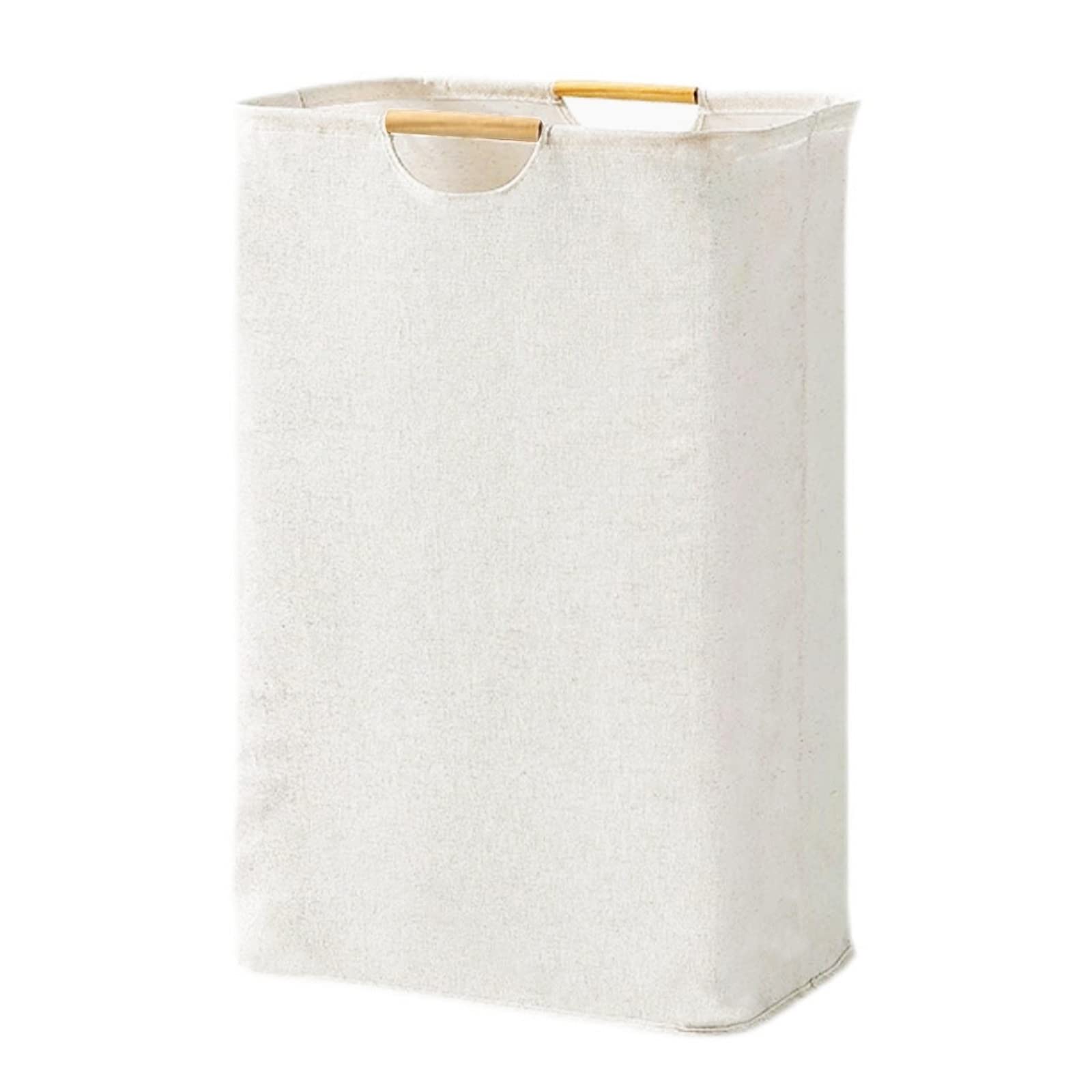 Fousenuk Wäschekorb Faltbarer Geflochten Oxford-Gewebe Weiß 39×53×27 cm, Wäschesammler Faltbar Waschkorb mit Henkel Holzgriff Groß, Laundry Basket für Schlafzimmer, Badezimmer, Schlafsaal Angebot bei HelloDeals