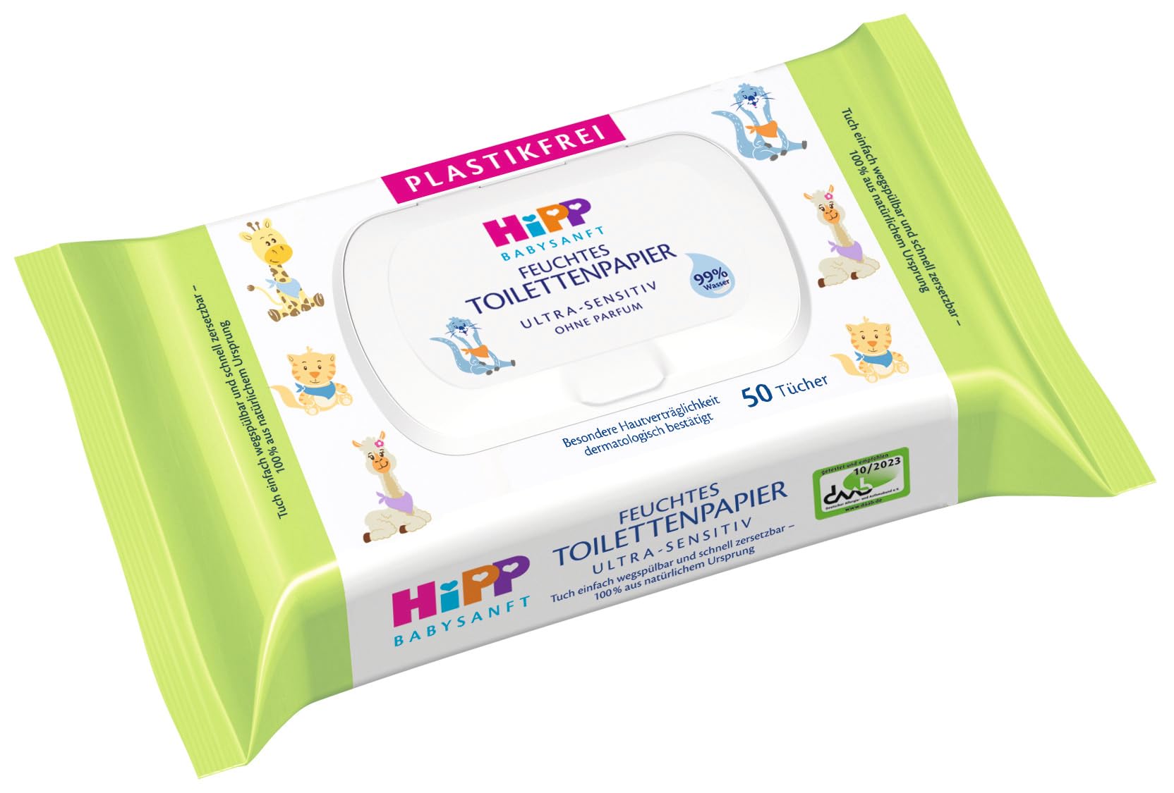 HiPP Babysanft Feuchtes Toilettenpapier (6 x 50 Stück), mit 99% Wasser, ULTRA-SENSITIV, ohne Parfum, mit Pop-Up Deckel Angebot bei HelloDeals