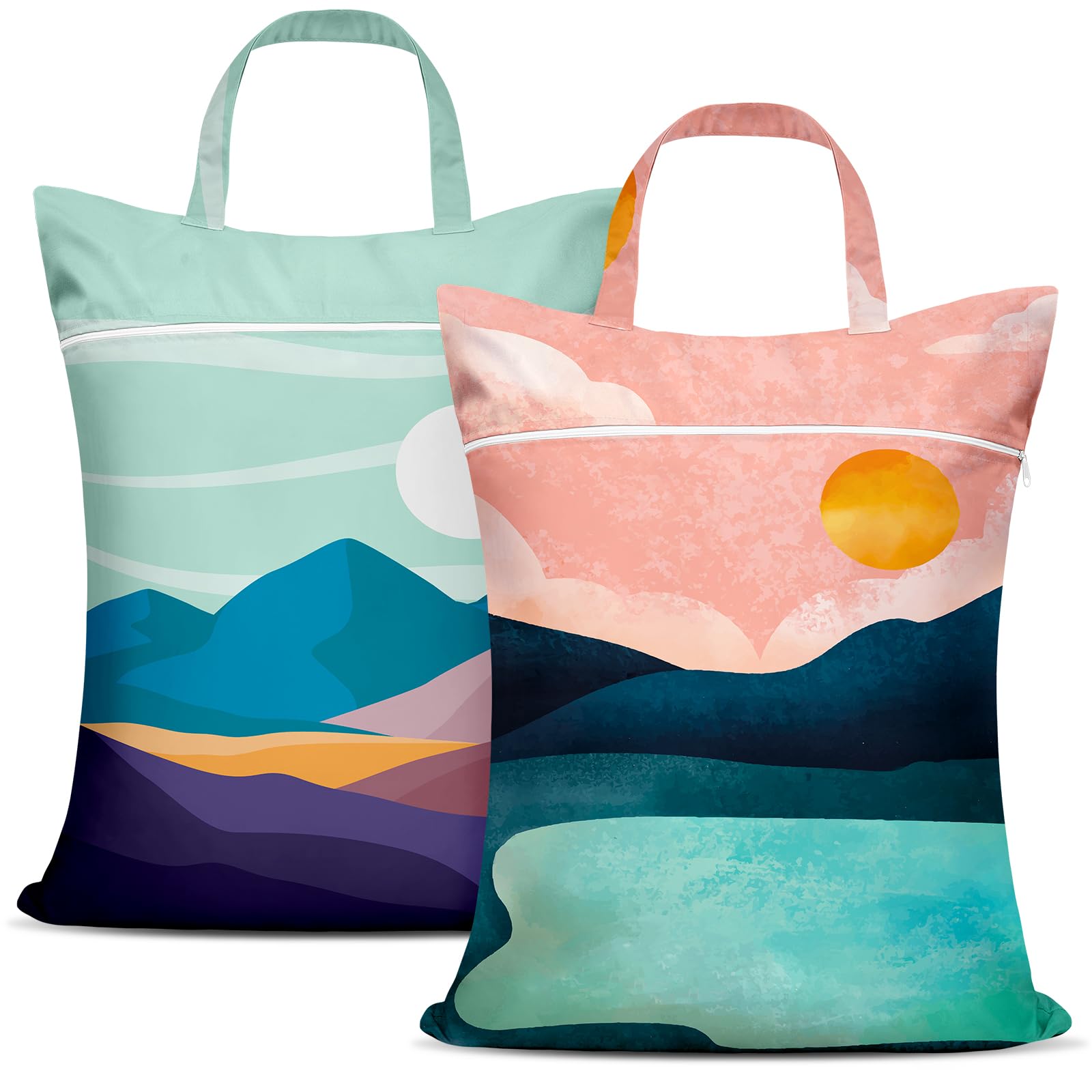 2 Stück großer Reise-Wäschesack, wasserdicht, mit Griff, waschbar, schmutzige Kleidertasche für Reisen, nass, trocken, Badeanzug, Workout-Tasche für Fitnessstudio, Kleidung, Wäsche, nasse Kleidung Landscape Angebot bei HelloDeals