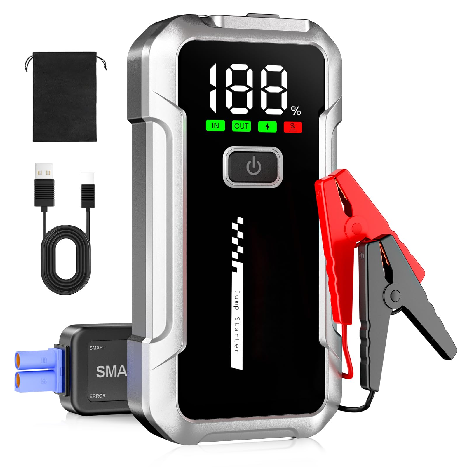 YDBAO Starthilfe Powerbank für pkw 4000A Auto Starthilfe Powerbank für 12V Fahrzeuge (Bis Zu 8,0L Benzin Oder 6,0L Diesel) mit Jumper Bildschirm LED Starthilfekabel für SUV Motorrad Rasenmäher Schwarz Angebot bei HelloDeals