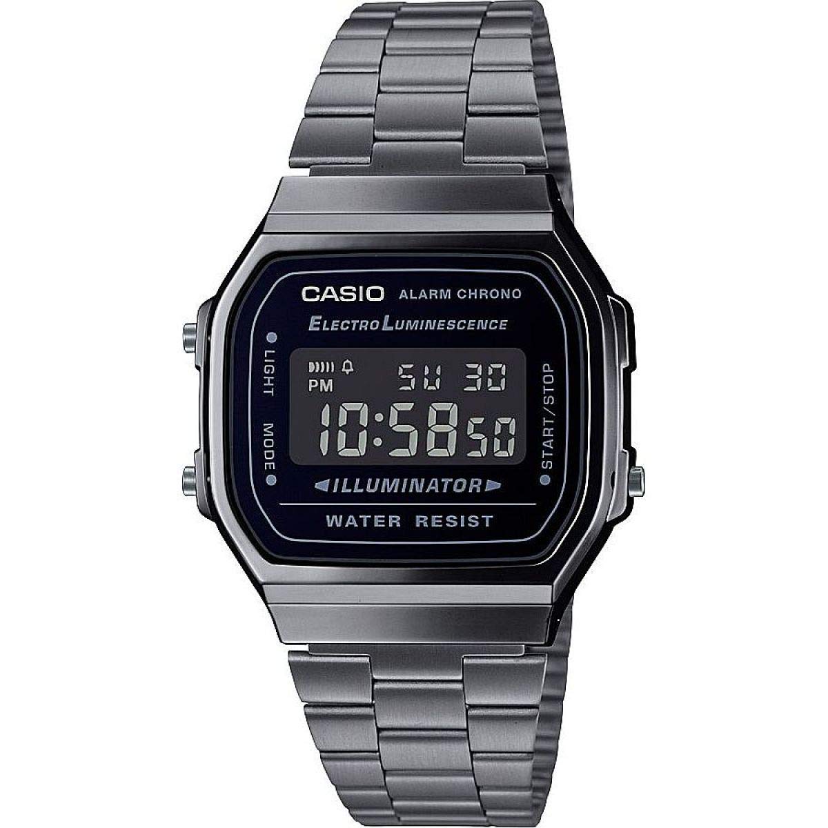 Casio - Vintage Watch A168WEGG-1BEF - Unisex Watch - Splash Proof - Digital - with Steel Strap - Black Silber Angebot bei HelloDeals