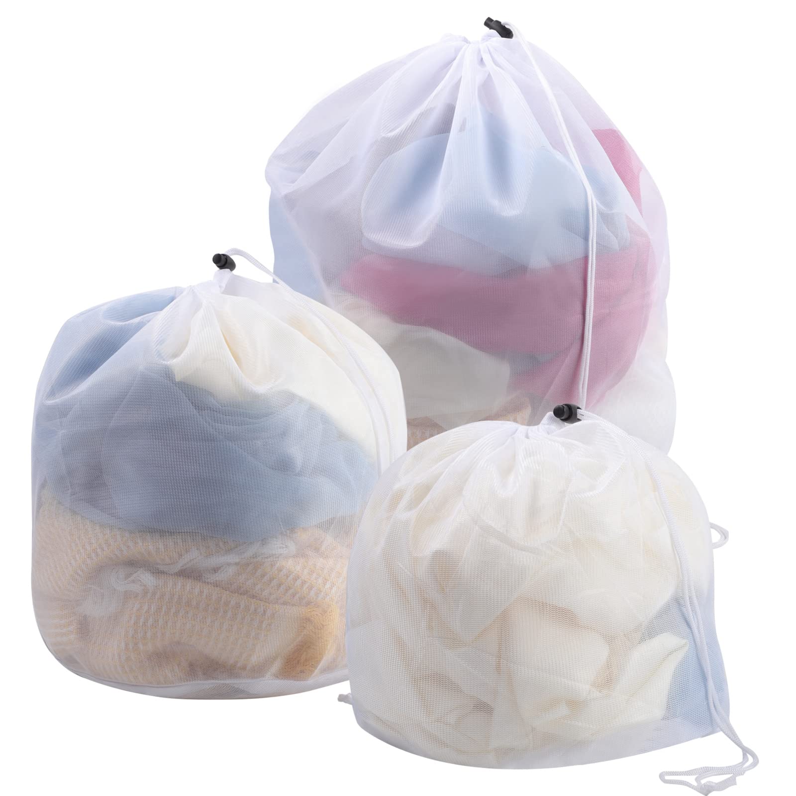 3 Stücke Wäschenetz für Waschmaschine, Wäschesack Waschmaschine Wäschebeutel mit Kordelstopper Wäschesäcke Feinmaschig Wäschetaschen für Babywäsche BH Unterwäsche(30 * 40cm,40 * 50cm,50 * 60 cm) 3 Größe Angebot bei HelloDeals