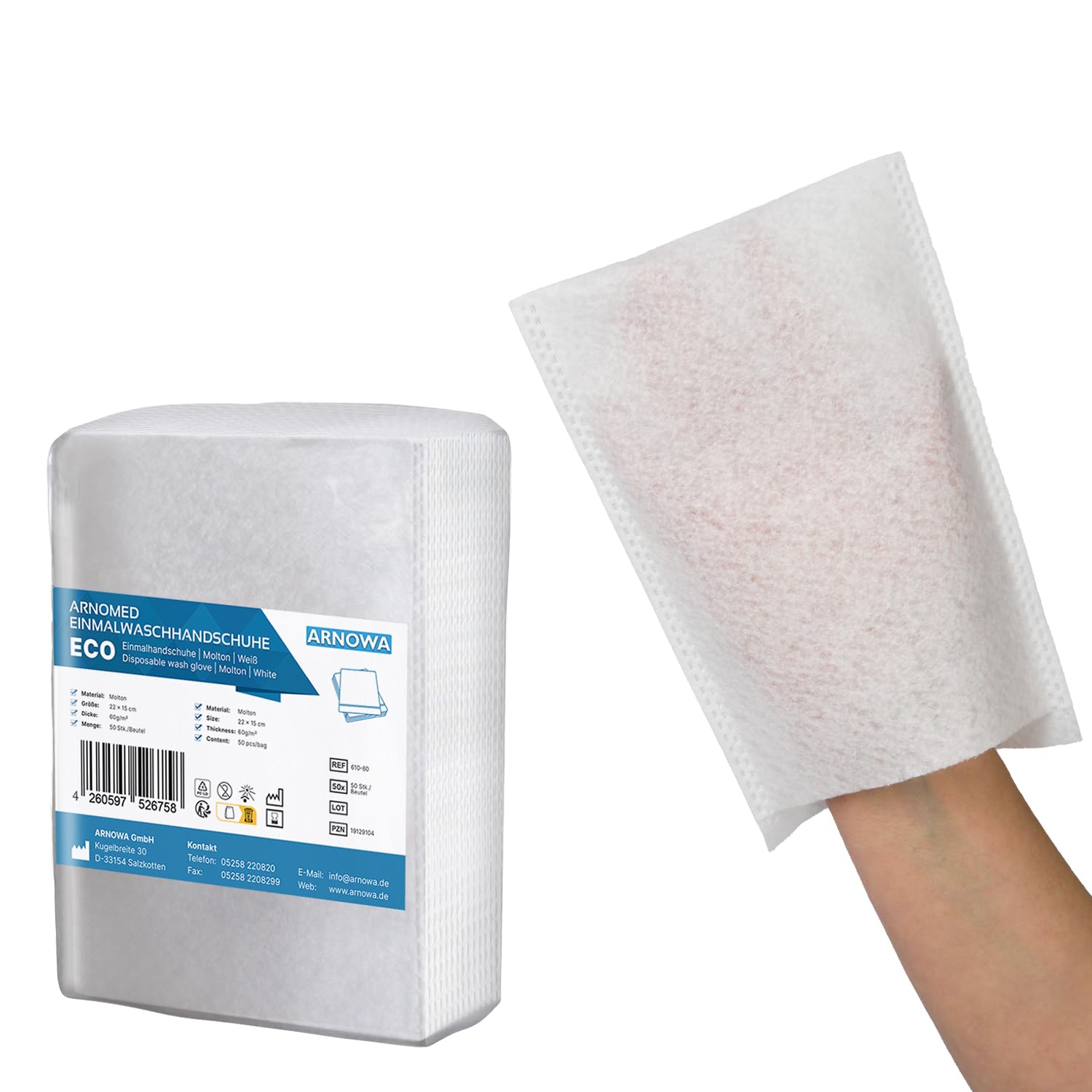 50x ARNOMED® Einmalwaschlappen aus Molton Eco, Einmal Waschhandschuhe für Erwachsene & Babys, Einweg Waschlappen Weich & Sanft, Waschhandschuhe Einweg, Wegwerf Waschlappen, Einweg Lappen Eco 050x Angebot bei HelloDeals