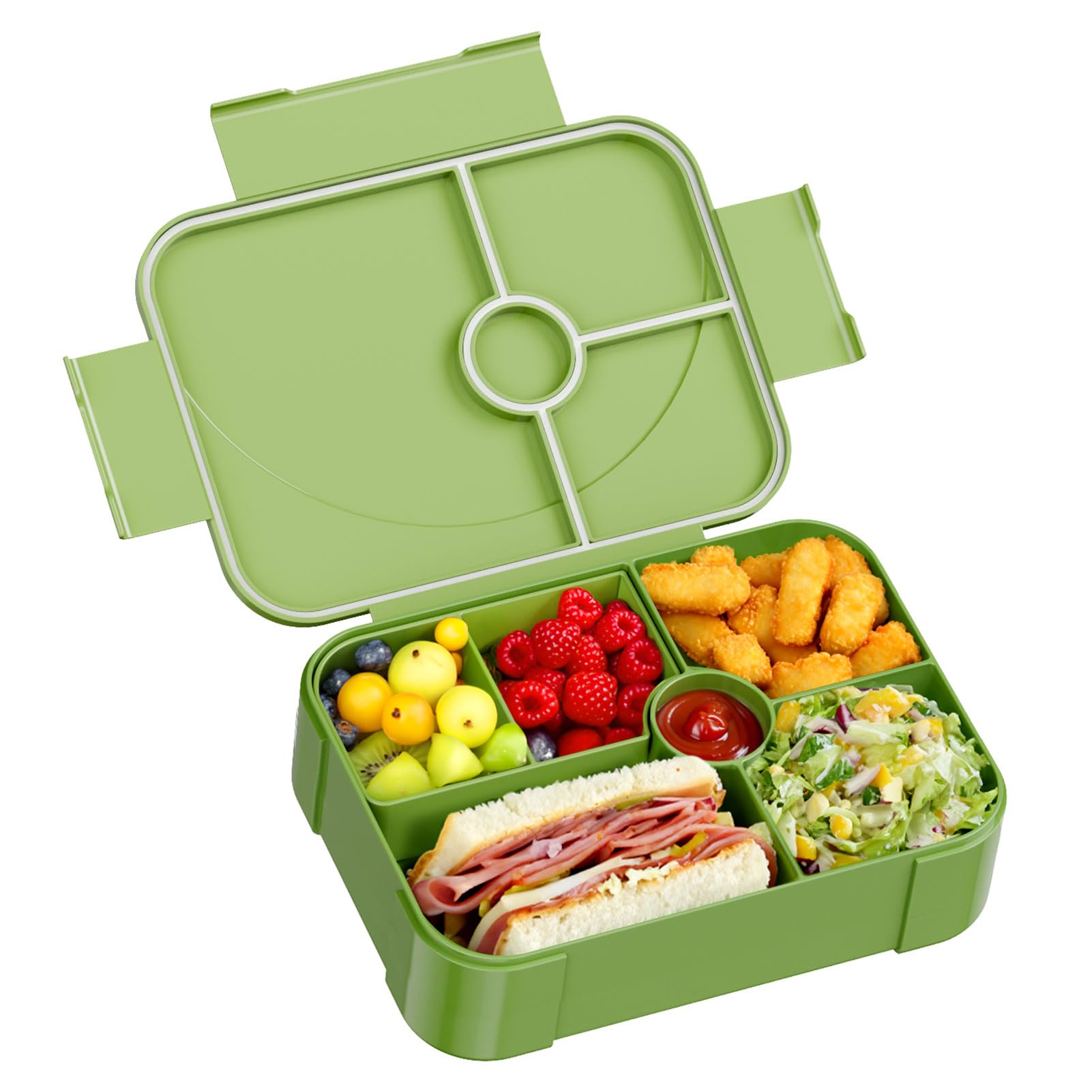 LEIKEEGO Brotdose Kinder mit Fächern Auslaufsicher Lunchbox Kinder Brotdose Kinder für Mädchen & Jungen, Jausenbox Kinder für Kindergarten & Schule (Grün) Angebot bei HelloDeals