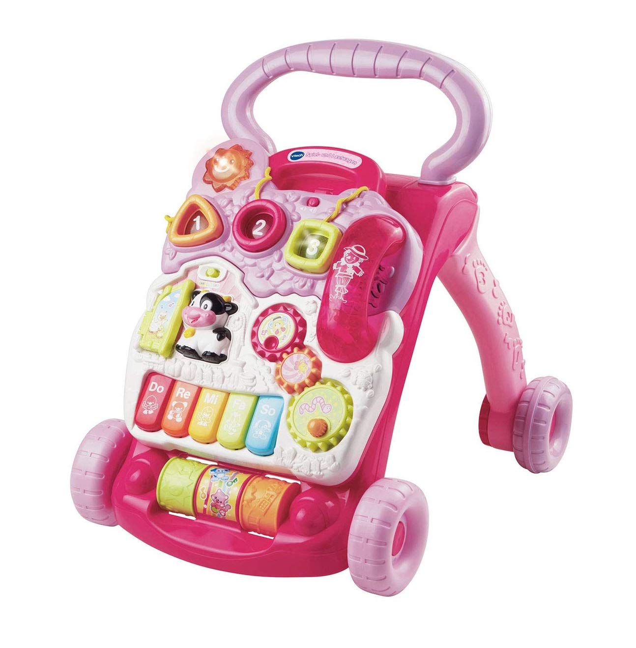 Vtech Baby Spiel- und Laufwagen pink – Lauflernwagen mit regulierbarer Geschwindigkeit, Musik und abnehmbarem Spielboard – Für Kinder von 12-36 Monaten Angebot bei HelloDeals