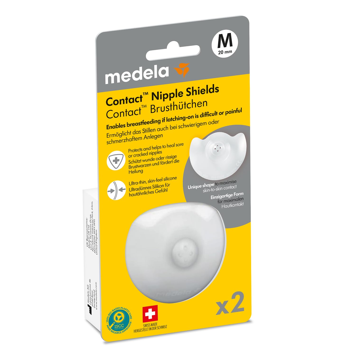 Medela Contact Brusthütchen aus Silikon – Weiches, ultradünnes Design – BPA-frei – 1 Packung mit 2 Hütchen (20 mm) und Aufbewahrungsbox 2 stück (1er Pack) Angebot bei HelloDeals
