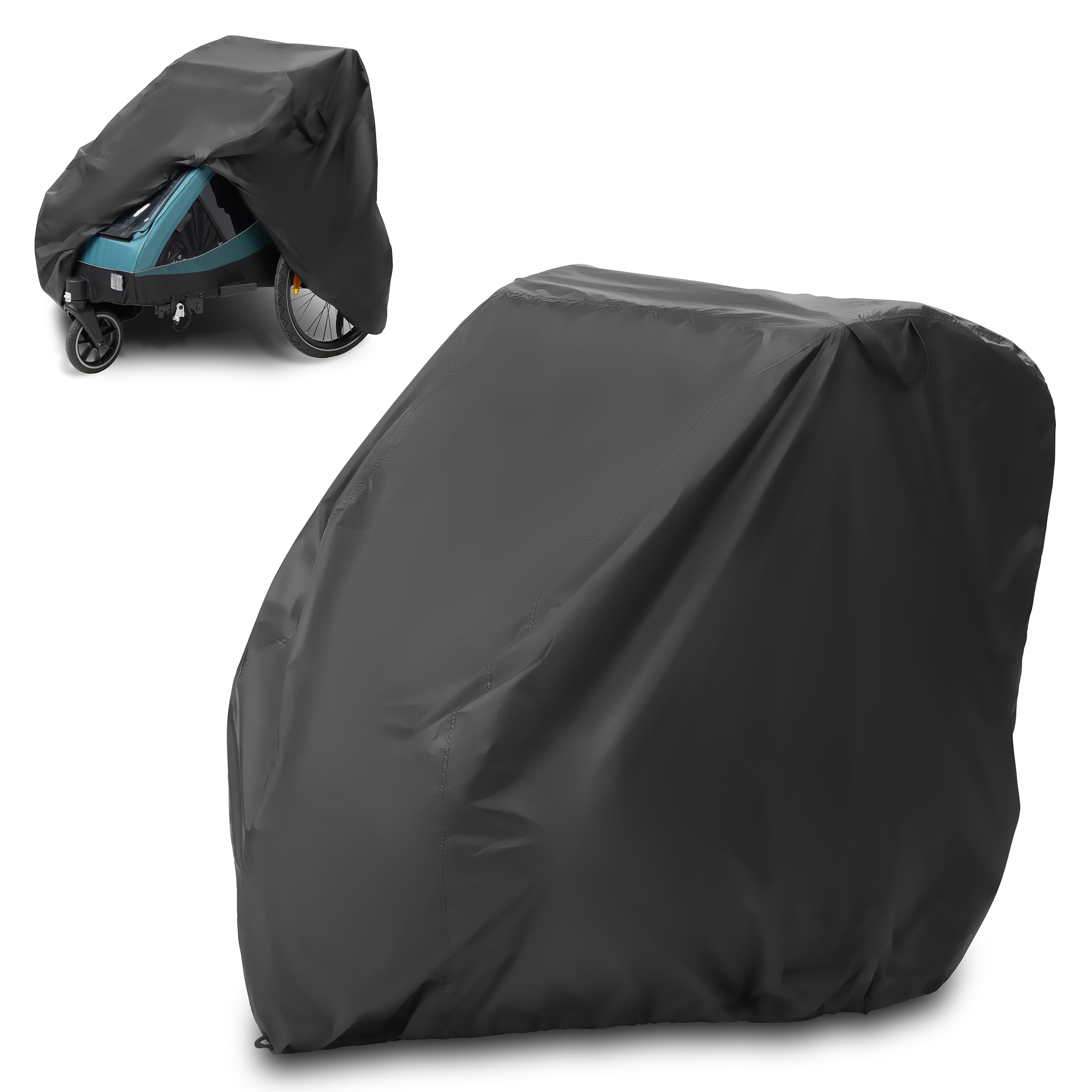 Zamboo Abdeckung für Fahrradanhänger | Universal Faltgarage für Anhänger (kompatibel mit Thule, Croozer, Qeridoo, Tiggo UVM.) | wasserdichte Plane mit Tasche und Öffnung für Fahrrad-Schloss - Schwarz Angebot bei HelloDeals