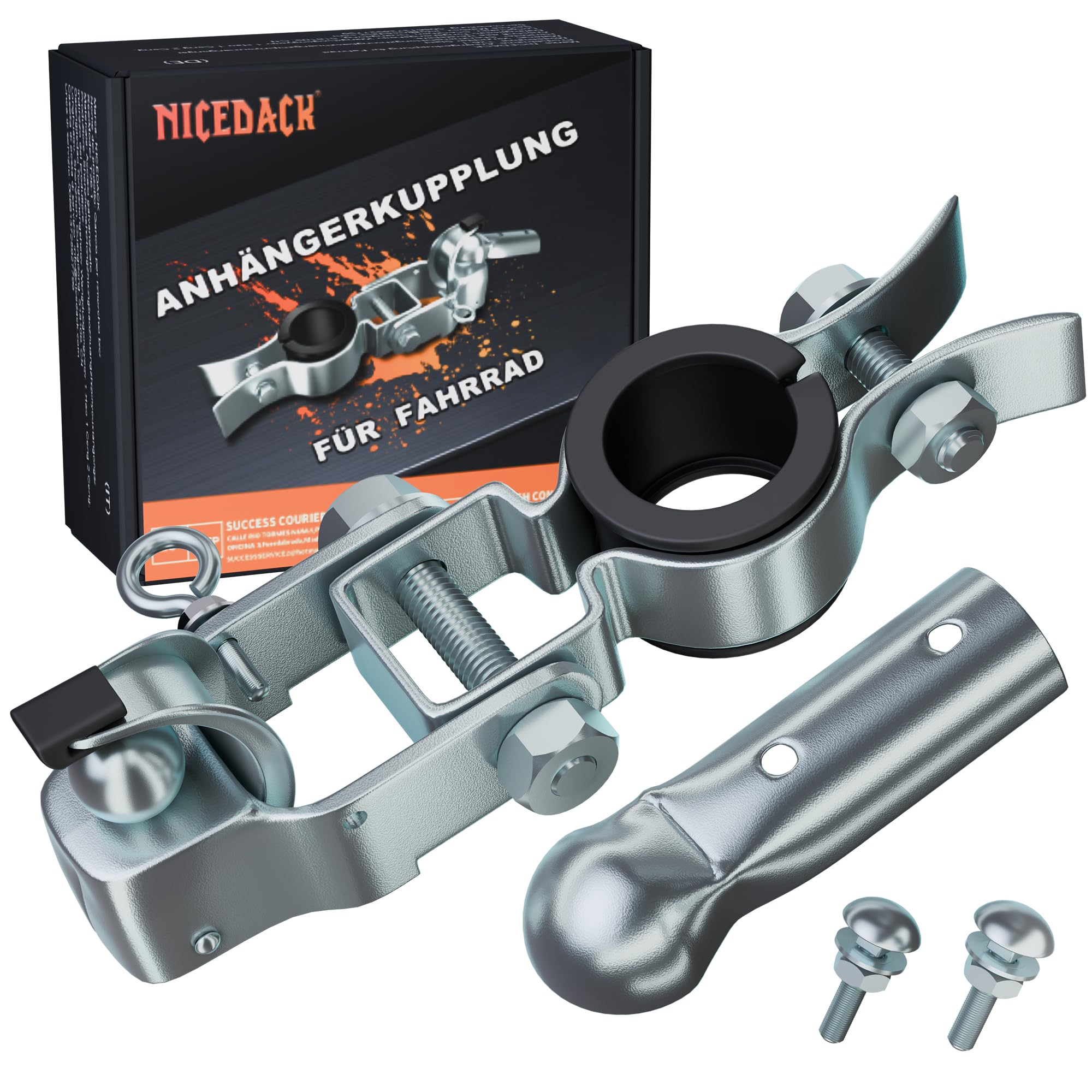 NICEDACK Anhängerkupplung für Fahrrad, Kupplung Lastenanhänger, Verzinkter Stahl Fahrradanhänger Kupplung Kompatibel mit Allen gängigen Fahrradsattelstützen, Fahrrad Anhängerkupplungs Angebot bei HelloDeals
