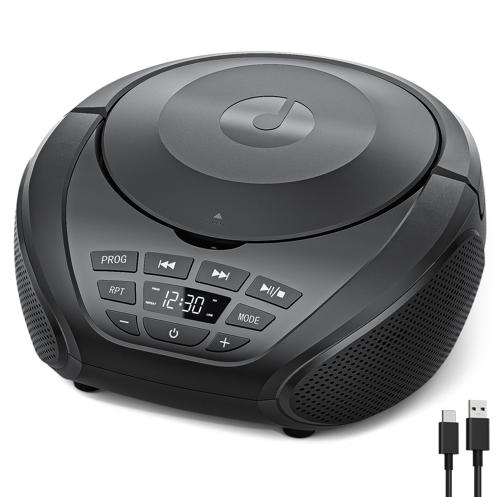 Gueray CD Player Tragbar Boombox Radio mit CD-Player CD Spieler mit Lautsprecher Display Unterstützung UKW-Radio Memory-Funktion PROG-Wiedergabe AUX-Wiedergabe Schwarz Schwarz B-03 Angebot bei HelloDeals