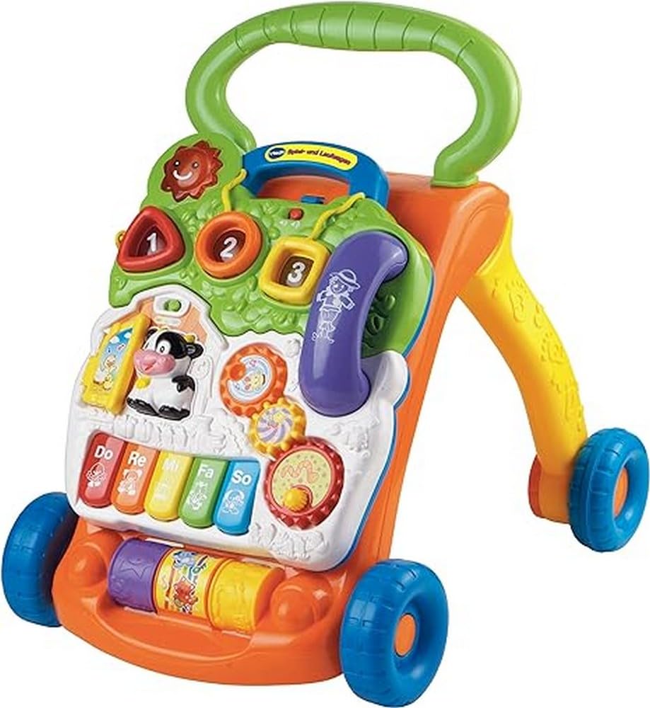 VTech Baby Spiel- und Laufwagen – Lauflernwagen mit regulierbarer Geschwindigkeit, Musik und abnehmbarem Spielboard – Für Kinder von 12-36 Monaten, Klein Angebot bei HelloDeals