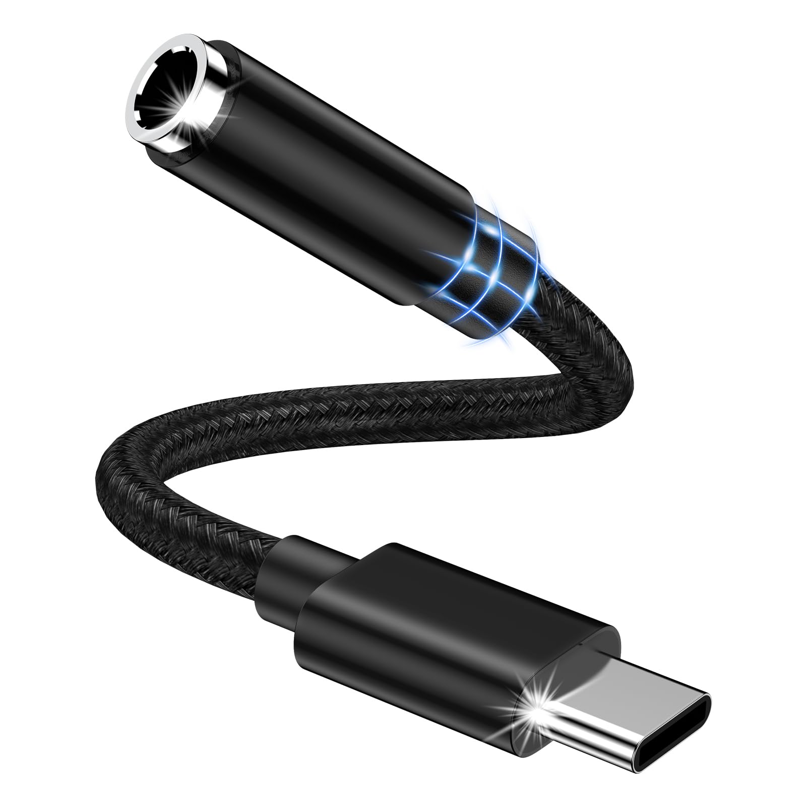USB C Kopfhörer Adapter,USBC auf 3.5 Klinke Adapter Audio,USB C Klinke Adapter für Samsung Galaxy A55/A56/A15/A16/A35/S25 Ultra/S24 Ultra/S23/S22/S21,iPhone 16 Pro Max/16/15 Pro Max.Pixel 9 Pro/9/8 Schwarz Angebot bei HelloDeals