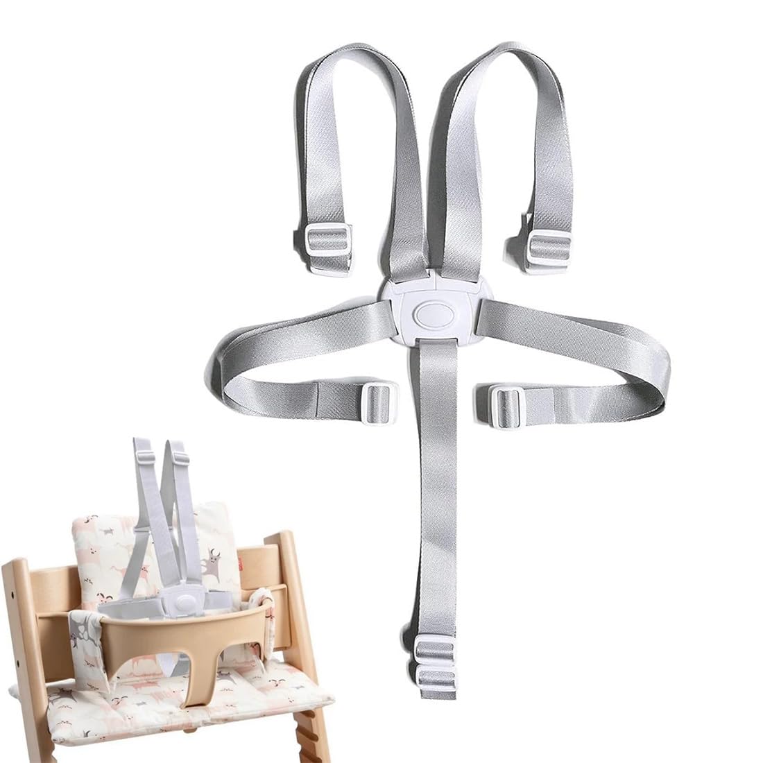 DWFEYOI 1 Stück 5 Punkt Gurt Sicherheitsgurt Hochstuhl Multifunktional Kinderschutzgurt Hochstuhl Gurt für Buggy, Kindersitz, Kinderwagen und Hochstuhl,hauck hochstuhl zubehör,Grau Angebot bei HelloDeals