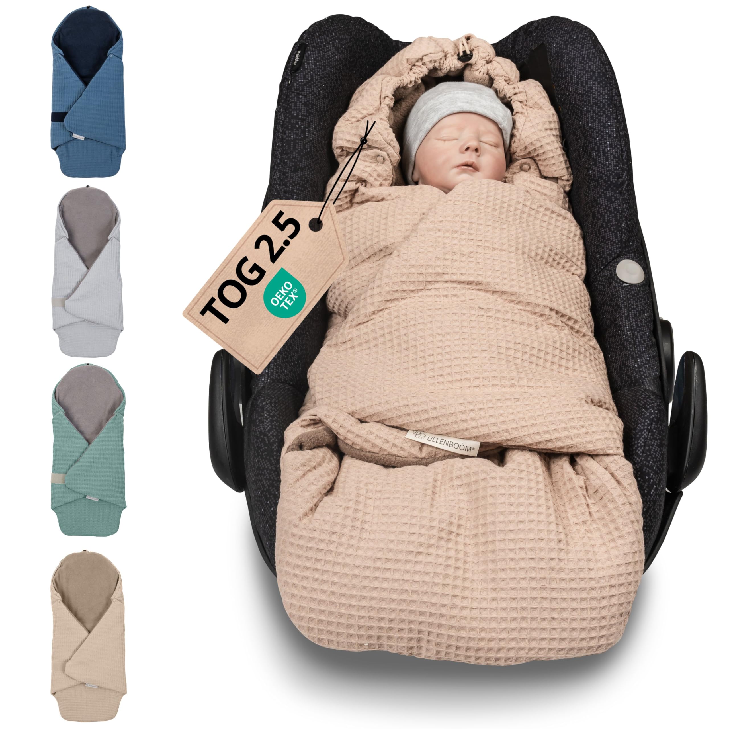 ULLENBOOM Einschlagdecke Babyschale, 100% OEKO-TEX Materialien, Sand (Made in EU) - Babydecke für Kindersitz oder Kinderwagen, kuschelige Decke für Babys, Ideal für Herbst und Winter Angebot bei HelloDeals