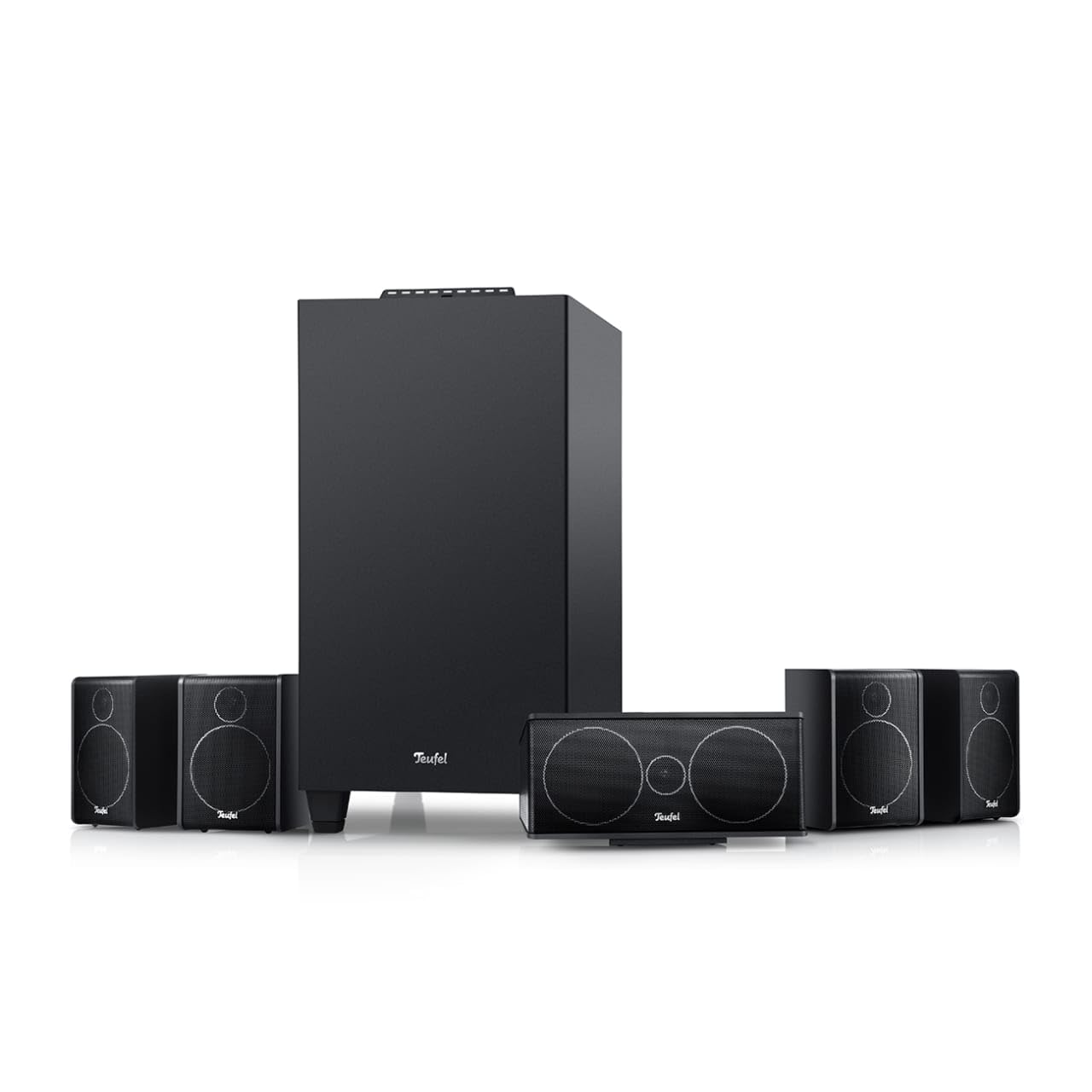 Teufel CONSONO 25 Concept 5.1 Surround Soundsystem, Komplettsystem Heimkino mit integriertem AV-Receiver & Bluetooth, Dolby Audio, USB-C-Soundkartenfunktion, HDMI ARC CEC für Games, Filmton und Musik Schwarz Angebot bei HelloDeals