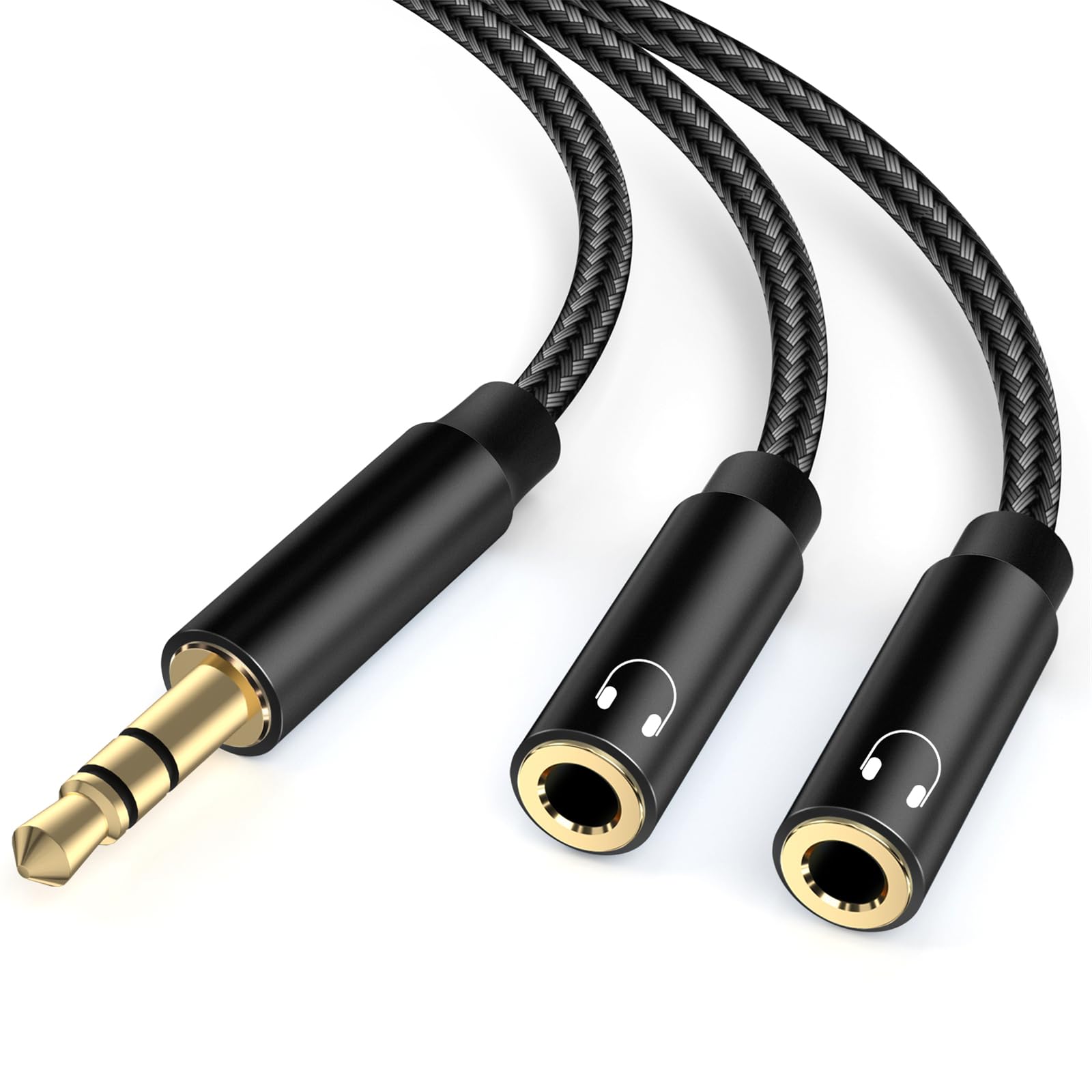 lalasis Audio Splitter Klinke Y Aux Adapter, 3.5mm Stecker auf Buchse Headset Stereo Aux Splitter Kabel kopfhörer doppelstecker für Laptop,Tablet,Smartphone,Samsung,Lautsprecher,PC,Live usw Schwarz Angebot bei HelloDeals