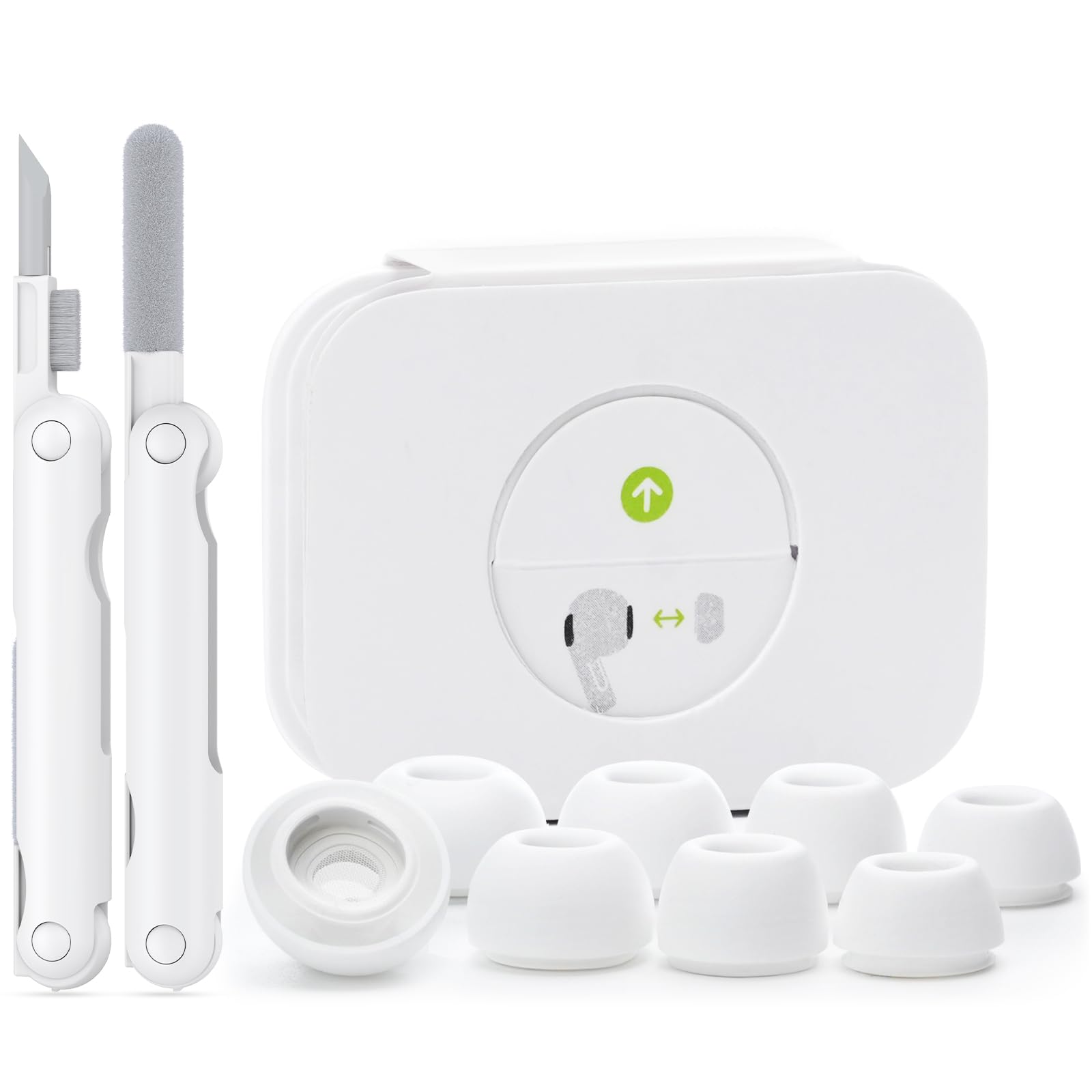 TNSNK 4 Paar Ersatz Ohrstöpsel für Airpods Pro 2nd/1st Gen mit Loch zur Geräuschreduzierung, rutschfest für Airpods Pro 2 Silikontips mit Cleaning Kit & Organisator (Weiß - (XS/S/M/L)) Angebot bei HelloDeals