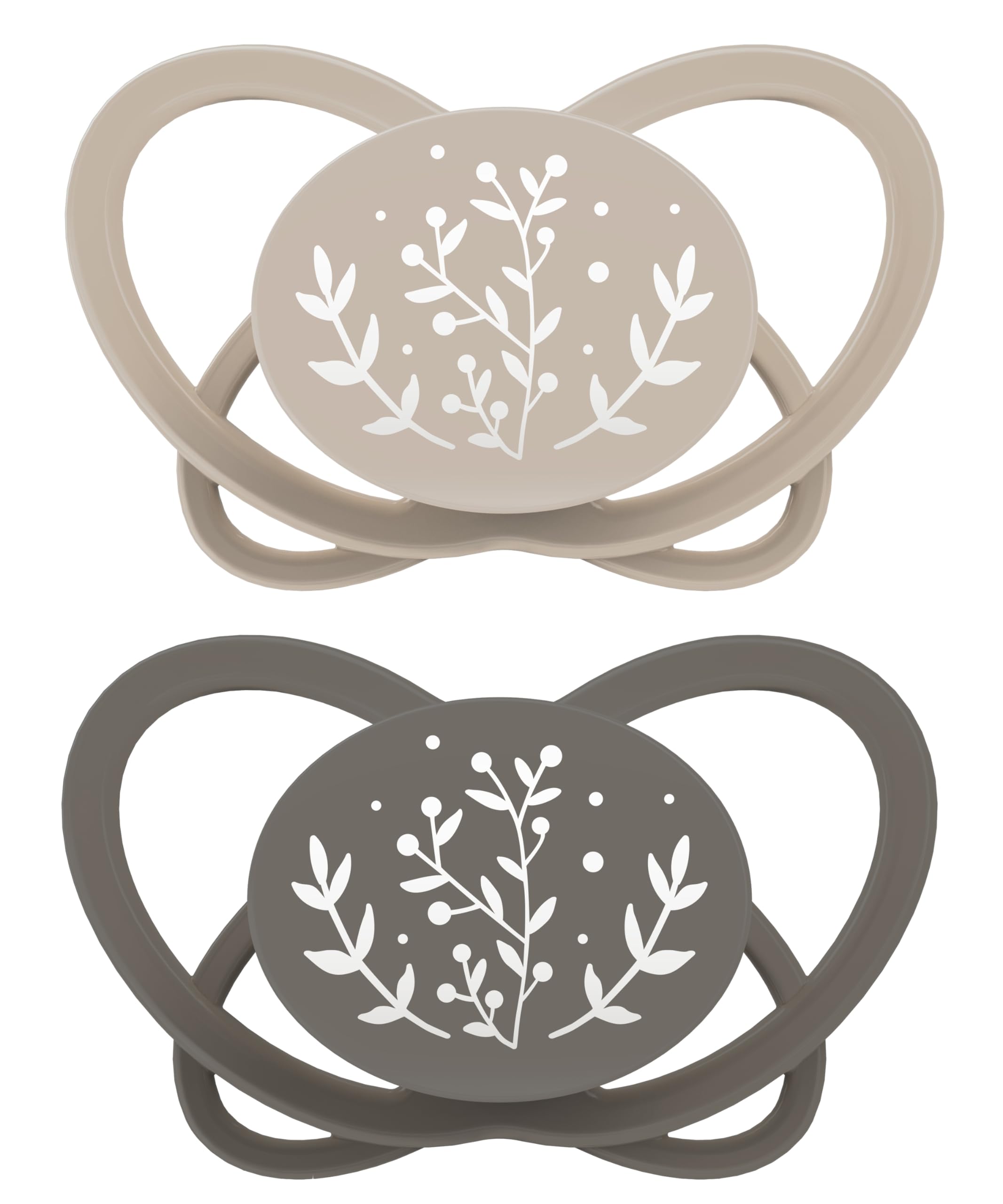 nip - Butterfly | 0-6 Monate | 2er Pack | Stillfreundlicher, zahnfreundlicher Babyschnuller inkl. Schnullerbox. Nachhaltiger Schnuller mit weichem Silikonsauger, Braun/Beige Day Braun / Beige Größe 1 (0-6 Monate) Angebot bei HelloDeals