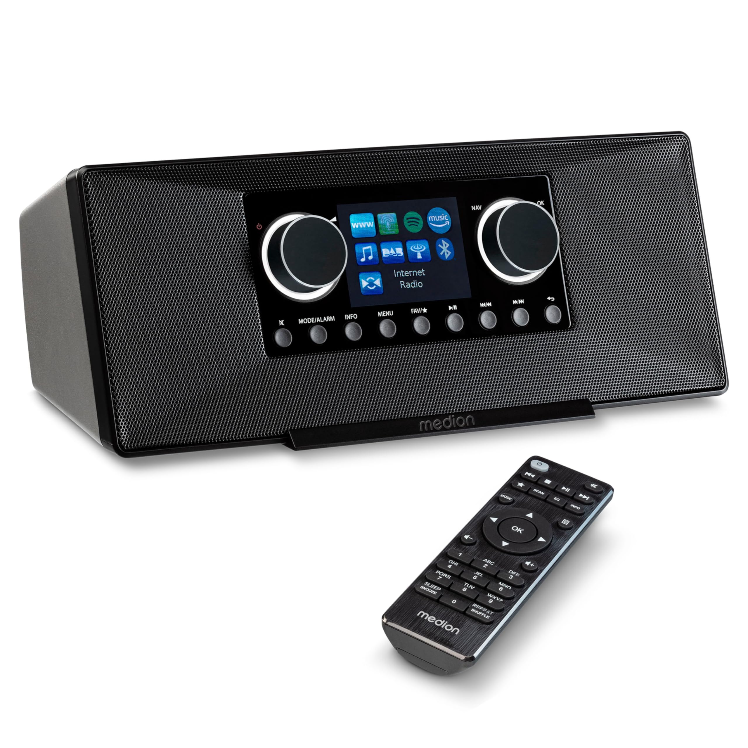 MEDION P85333 Internetradio mit DAB+ (WLAN, UKW, Spotify Connect, Amazon Music, DLNA, USB, Kopfhörer-Anschluss, AUX, Stereo Line-Out Cinch, Sleep Timer) schwarz Angebot bei HelloDeals