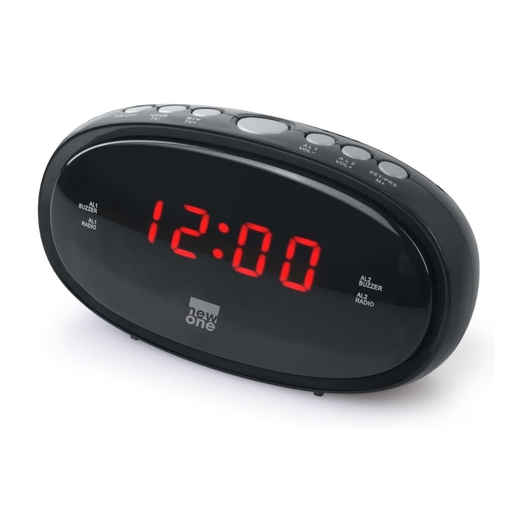 New One CR-100 Uhrenradio mit großem LED-Display | Dual Alarm, Schlummerfunktion, UKW-Radio, dimmbar, Netzbetrieb & Batterie-Backup Angebot bei HelloDeals