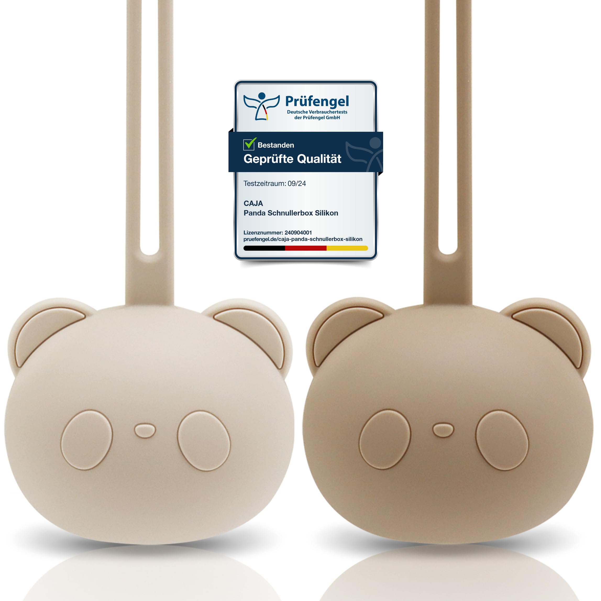 CAJA Schnullerbox 2er Set Schnulleraufbewahrung Silikon BPA frei hygienische Aufbewahrung für Babys und Kleinkinder Panda Design hochwertiges Baby Zubehör Geschenk zur Geburt und Baby Erstausstattung 2er Set 1x complexion + 1x field grey Angebot bei HelloDeals