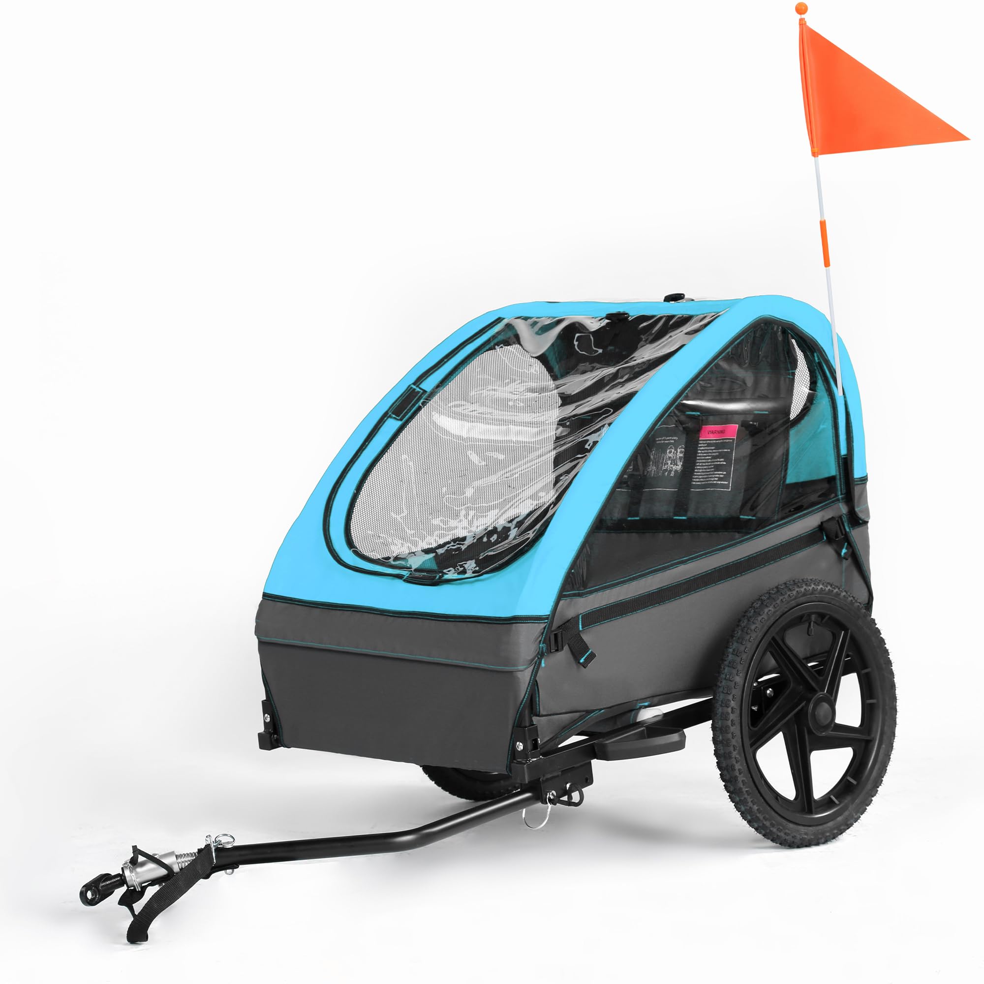 Fiximaster Kinderfahrradanhänger, Fahrradanhänger für 1-2 Kinder, Ergonomischer Sitz, Einfache Montage, Faltbar, Mit Luftreifen und Aufbewahrungstaschen Zweisitzer – 2 Blau Angebot bei HelloDeals