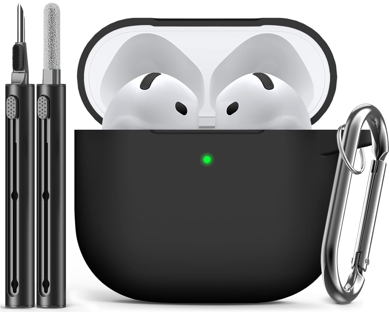 Inesore Compatible with Airpods 4 Cases Cover,Silicone Protective Case for Apple Airpods 4 ANC Version, Support Wireless Charging and Front LED Visible, with Cleaner Pen,Black B3-Black AirPods 4 Angebot bei HelloDeals