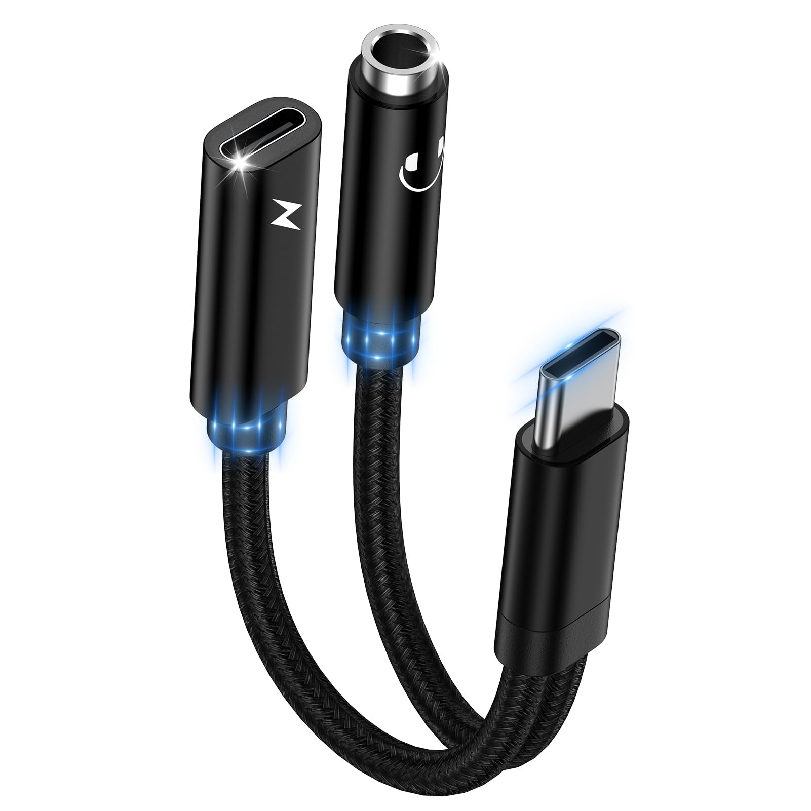 USB C auf 3,5mm Klinke Kopfhörer Adapter und Laden,2-in-1 Type C auf 3.5mm Klinke Adapter,USB C zu Schnellladung Aux Audio für Samsung S25 S24 A54 A53 A34 A23 A33 A14 S23 S22 S21 S20,Google Pixel 8 schwarz x1 Angebot bei HelloDeals