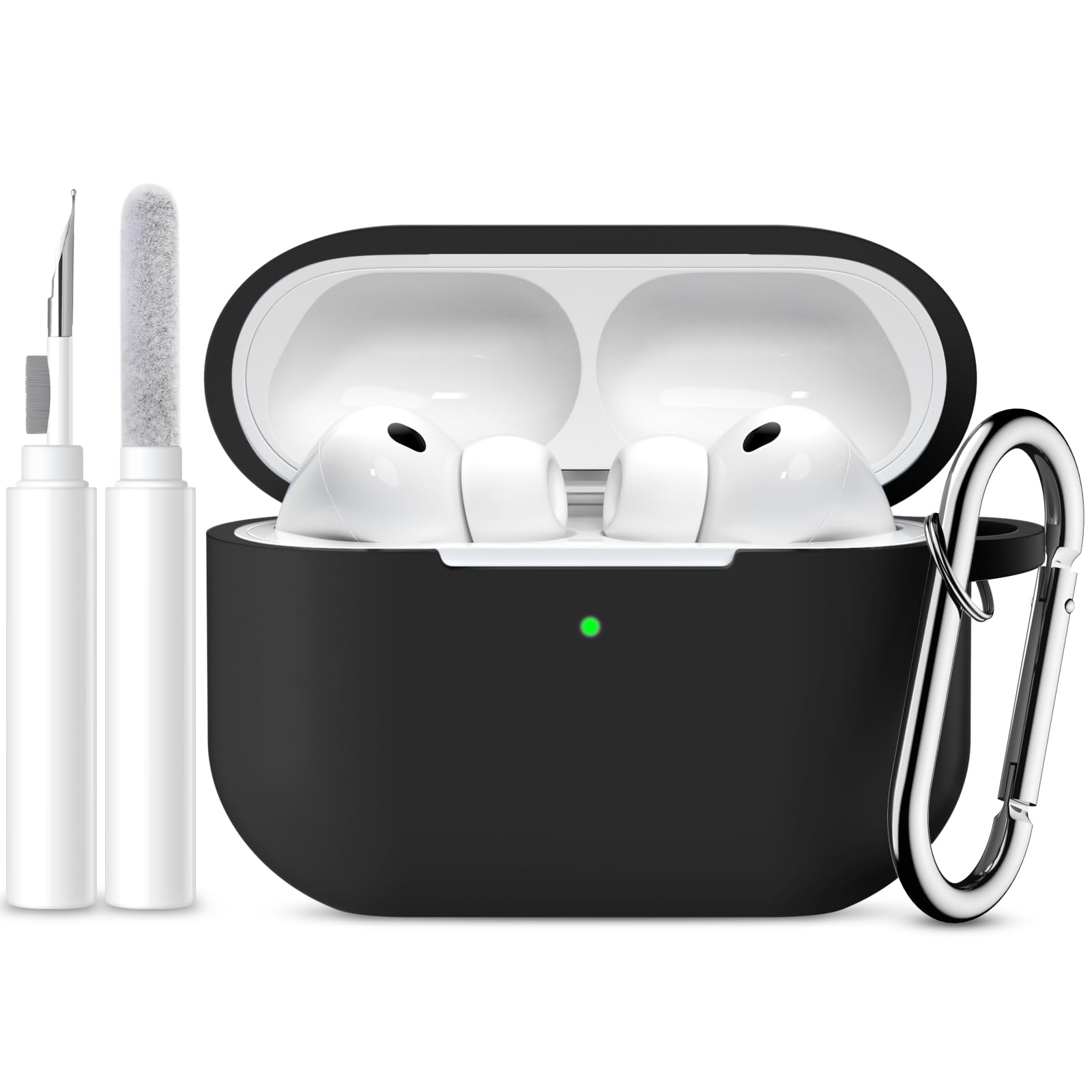 Mastten Kompatibel mit AirPods Pro 3 Hülle - Weiche Silikone Schutzhülle für Apple AirPods Pro 3 Case Hülle 2025 - Schockfeste Case mit Drahtloser Ladefunktion, Sichtbarer Front-LED, Schwarz AirPods Pro 3 (2025) Schwarz Angebot bei HelloDeals