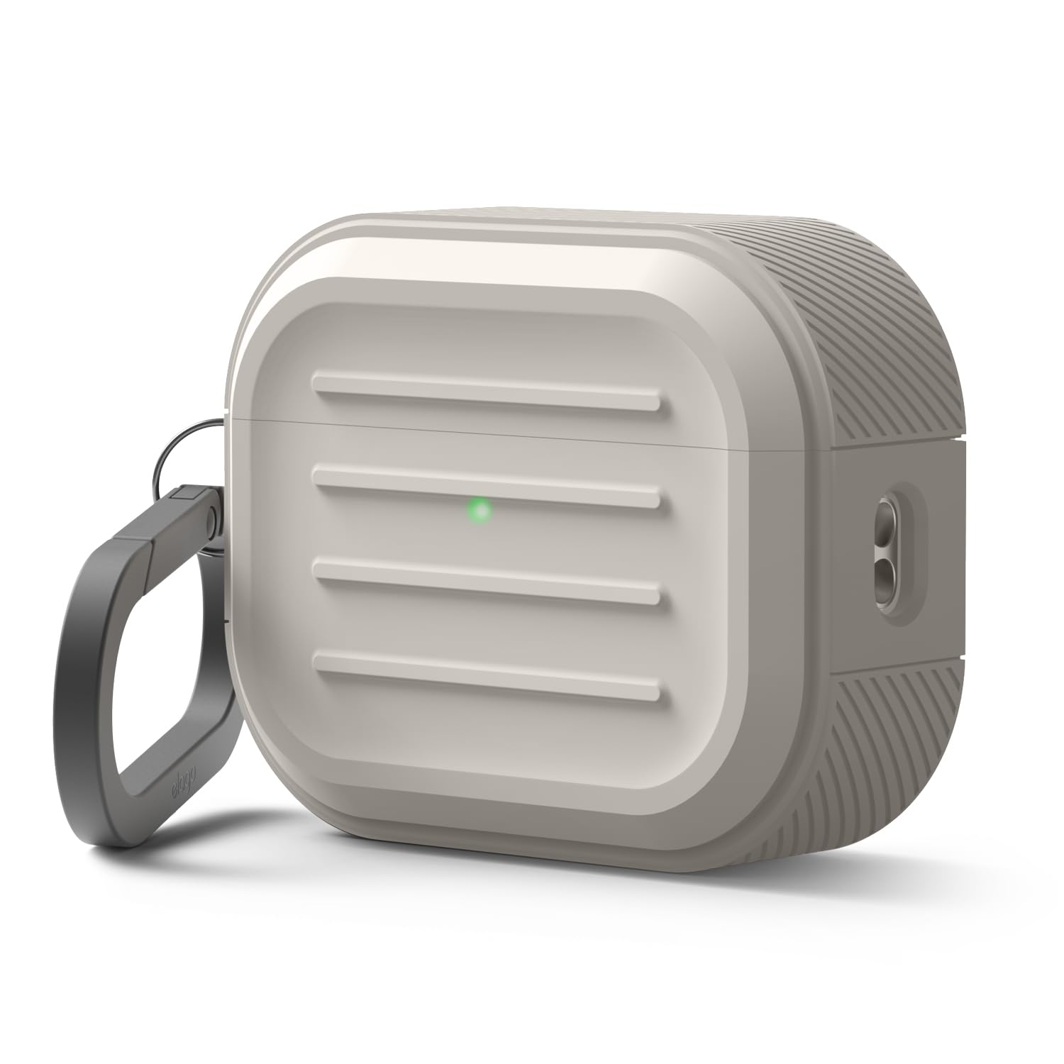 elago Armor Hülle Kompatibel mit AirPods Pro 3 - Mit Karabiner, Kabelloses Laden, Stoßfest, Vollschutz (Taupe) Angebot bei HelloDeals