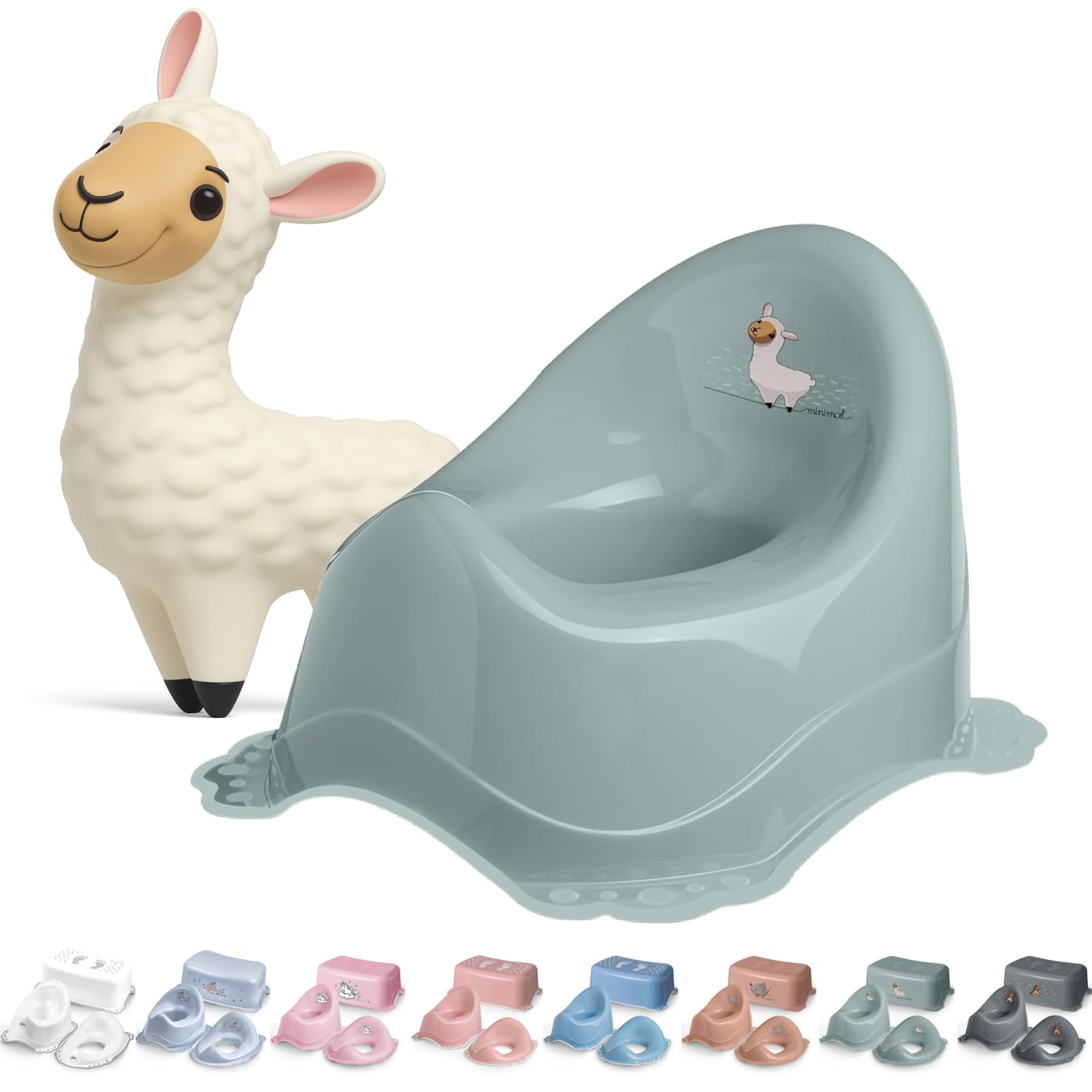 DOCARI Baby Töpfchen für Kinder ab 1 Jahr bis 3 Jahre Lama grün - Ergonomische Kindertoilette: kinderfreundlich, leicht & tragbar - Kinder Töpfchen Toilettentrainer - Abhaltetöpfchen Baby Angebot bei HelloDeals