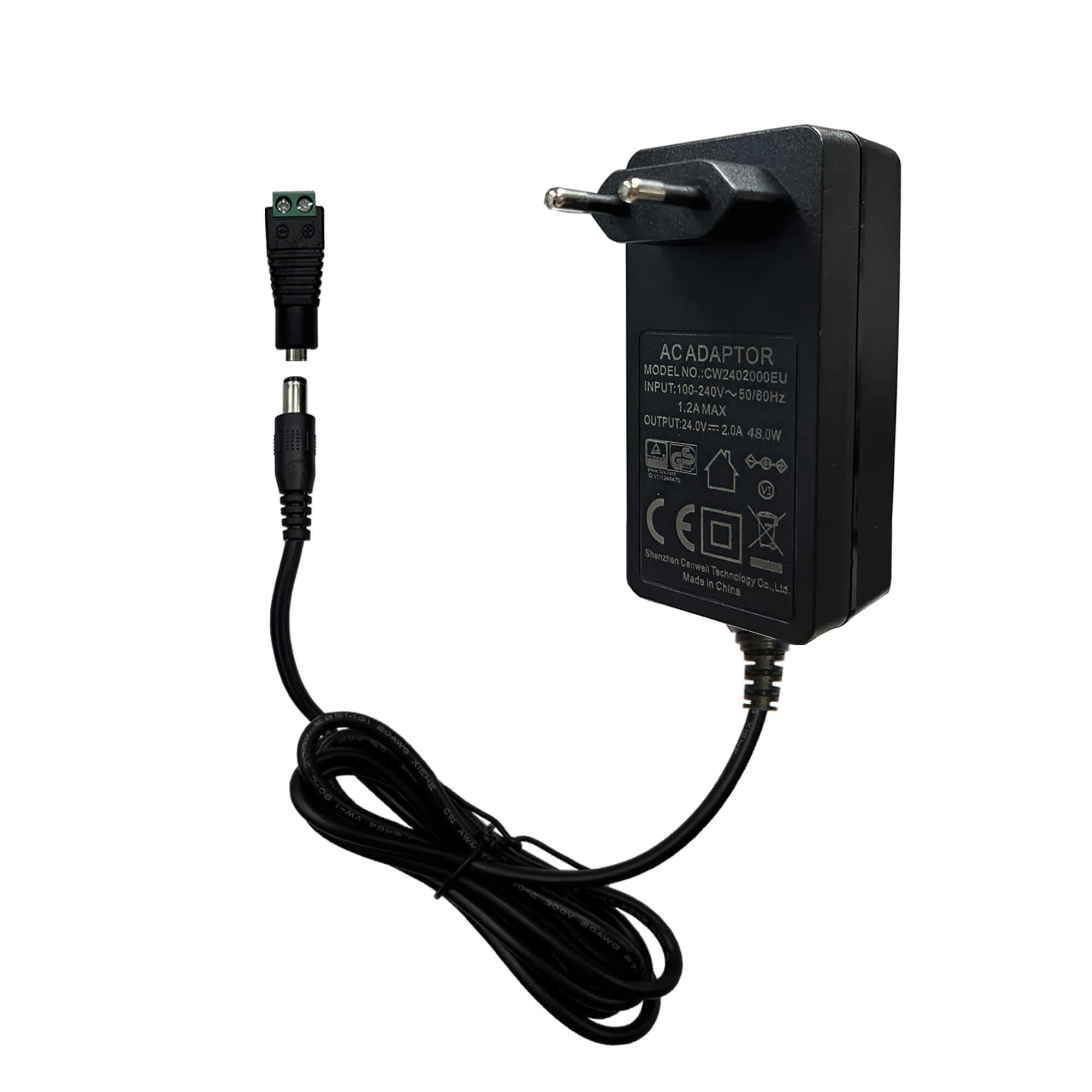 GIDEALED 24V 2A Netzteil DC, 48W Adapter für COB LED Streifen Mit 5,5X 2,1mm Stecktransformator, Niederspannungs Sicherheitsnetzteil 230V AC, 2000mA Angebot bei HelloDeals