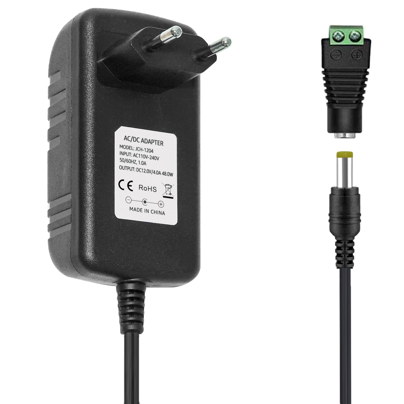 Tesfish 12V 4A Netzteil Transformator 48W Adapter mit Buchse DC Stecker 5.5 x 2.1/2.5mm für CCTV, Kamera, Router, LED Streifen Licht Angebot bei HelloDeals