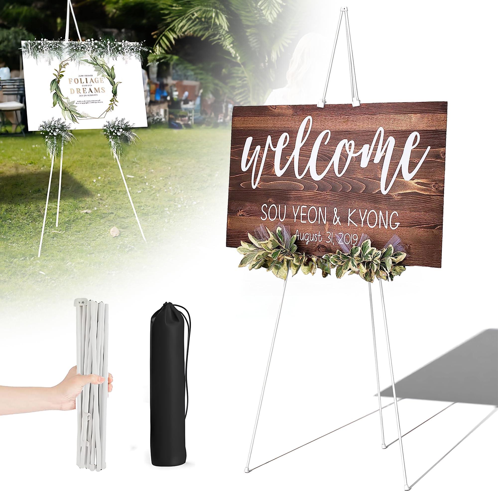 160cm Staffelei Groß Stand für Aufsteller Sitzplan Hochzeit Künstler Poster, Kappbar Stativ Staffelei Hochzeit, Easel Leinwand Ständer für Hochzeit, Malerei, Show (Weiß) Angebot bei HelloDeals