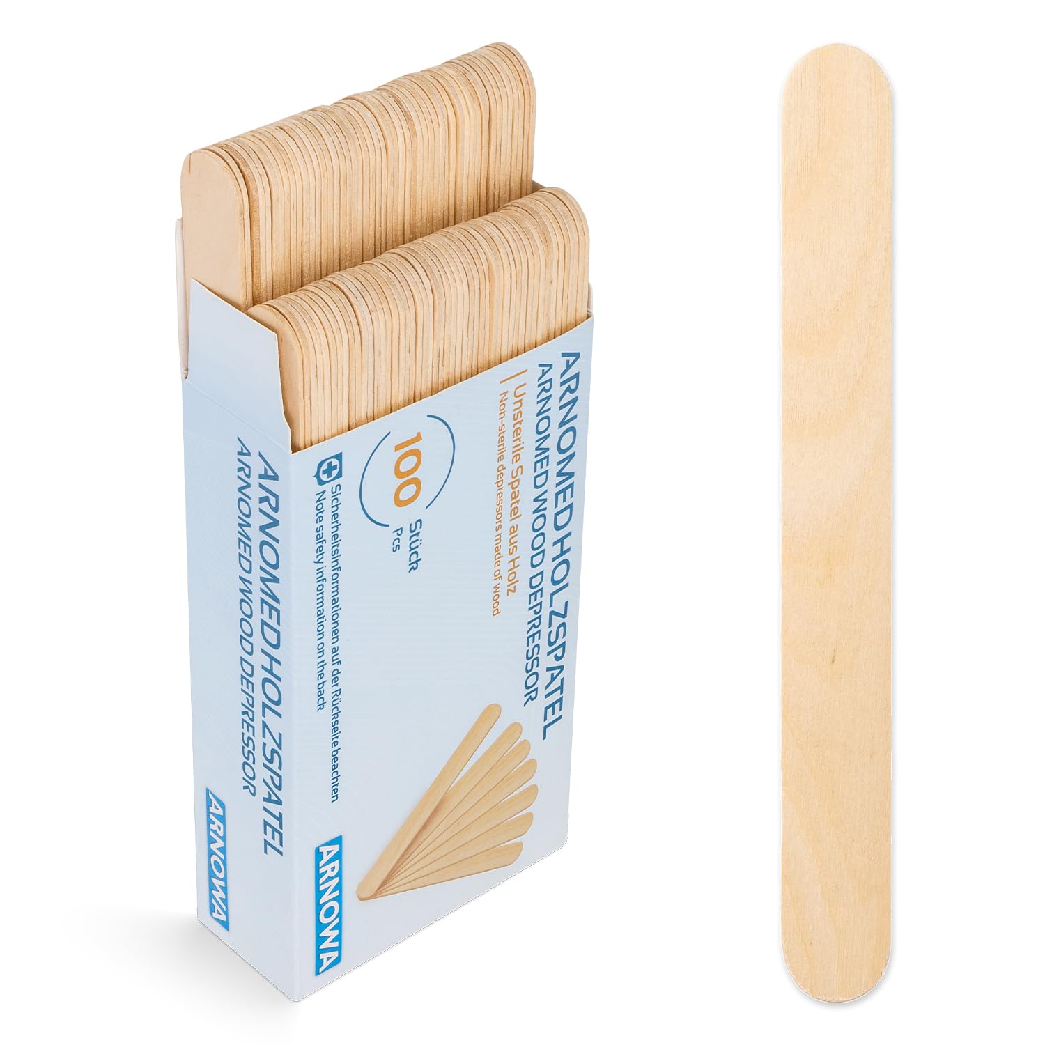 100x ARNOMED® Holzspatel, Holzstäbchen für Eis, Basteln & Waxing, Einweg Holzstiele, Eisstiele, Zungenspatel, Bastelholzstäbchen, Wooden Sticks, Mundspatel, Rührstäbchen aus Holz Angebot bei HelloDeals