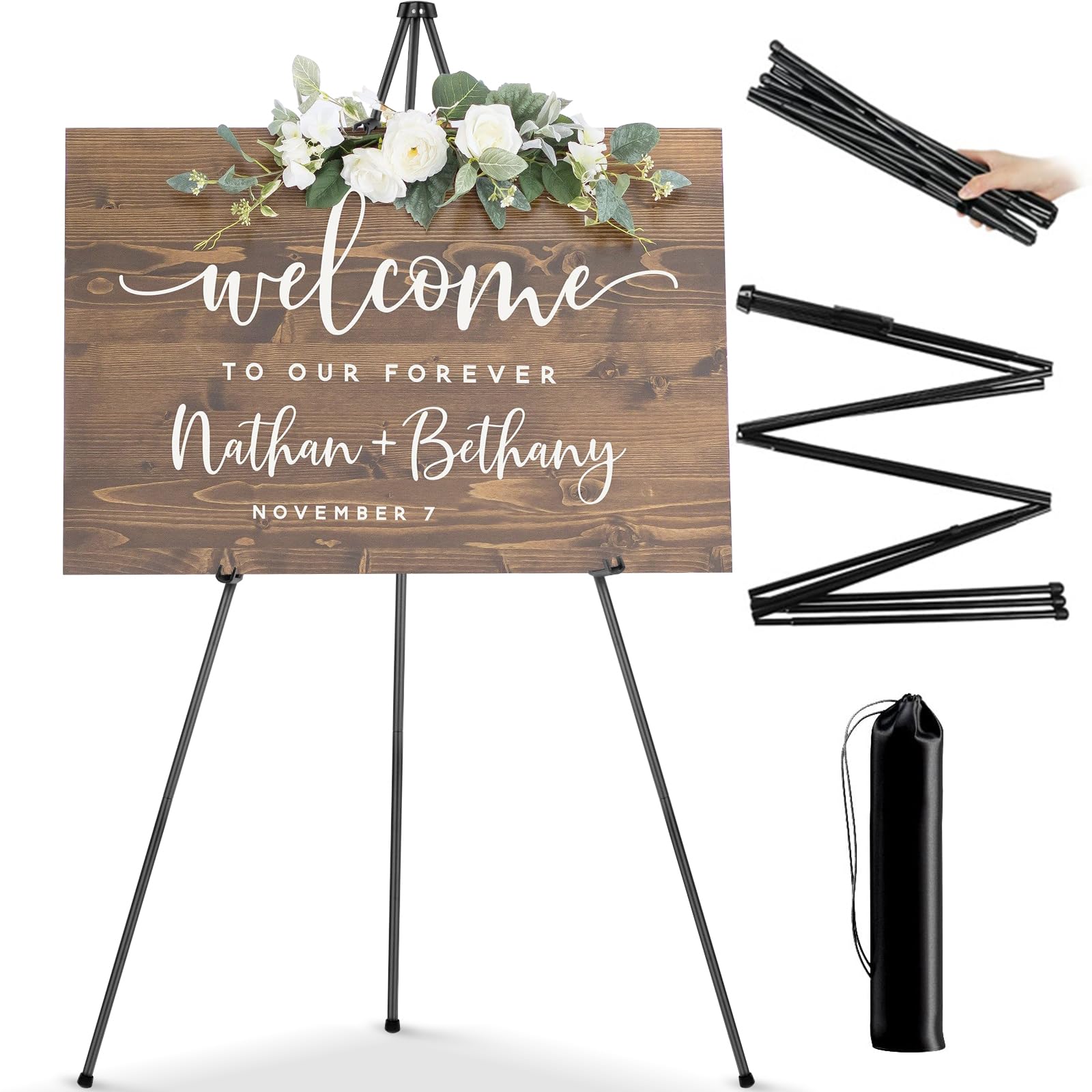 PUWOWYE Künstler Staffelei Stand, 160cm Verstellbares Stativ Tisch Kunst Leinwand Malerei Display, Easy Folding Studio Teleskop Boden Staffeleien für Hochzeit Poster Innen Außen, Schwarz Angebot bei HelloDeals