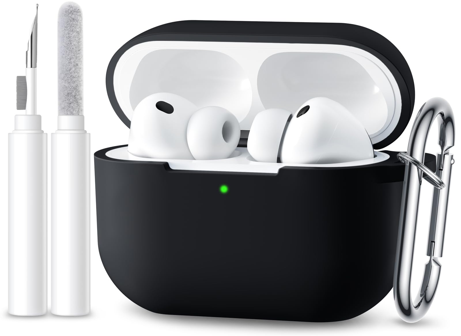Maledan Kompatibel mit Apple AirPods Pro 3 Hülle - Weich Silikon Stoßfeste Schutzhülle für AirPods Pro 3 Generation Case Cover 2025 mit Reinigungskit & Karabiner [LED Sichtbar],Schwarz Angebot bei HelloDeals