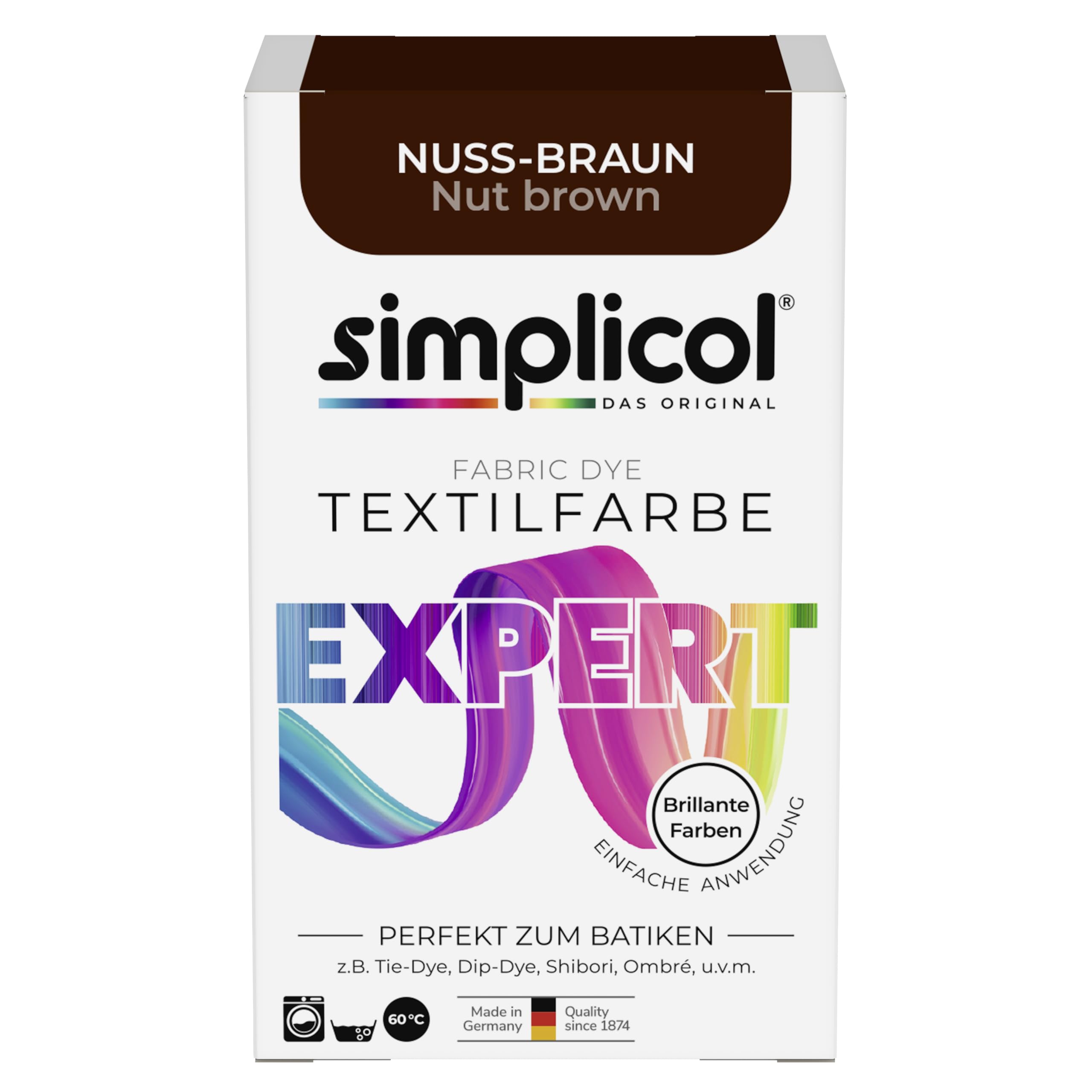 simplicol Textilfarbe expert Nuss-Braun | Perfekt zum Batiken und für kreative DIY-Projekte | Einfache Anwendung | Farbpulver | 150 g 150 g (1er Pack) Nuss-Braun Angebot bei HelloDeals