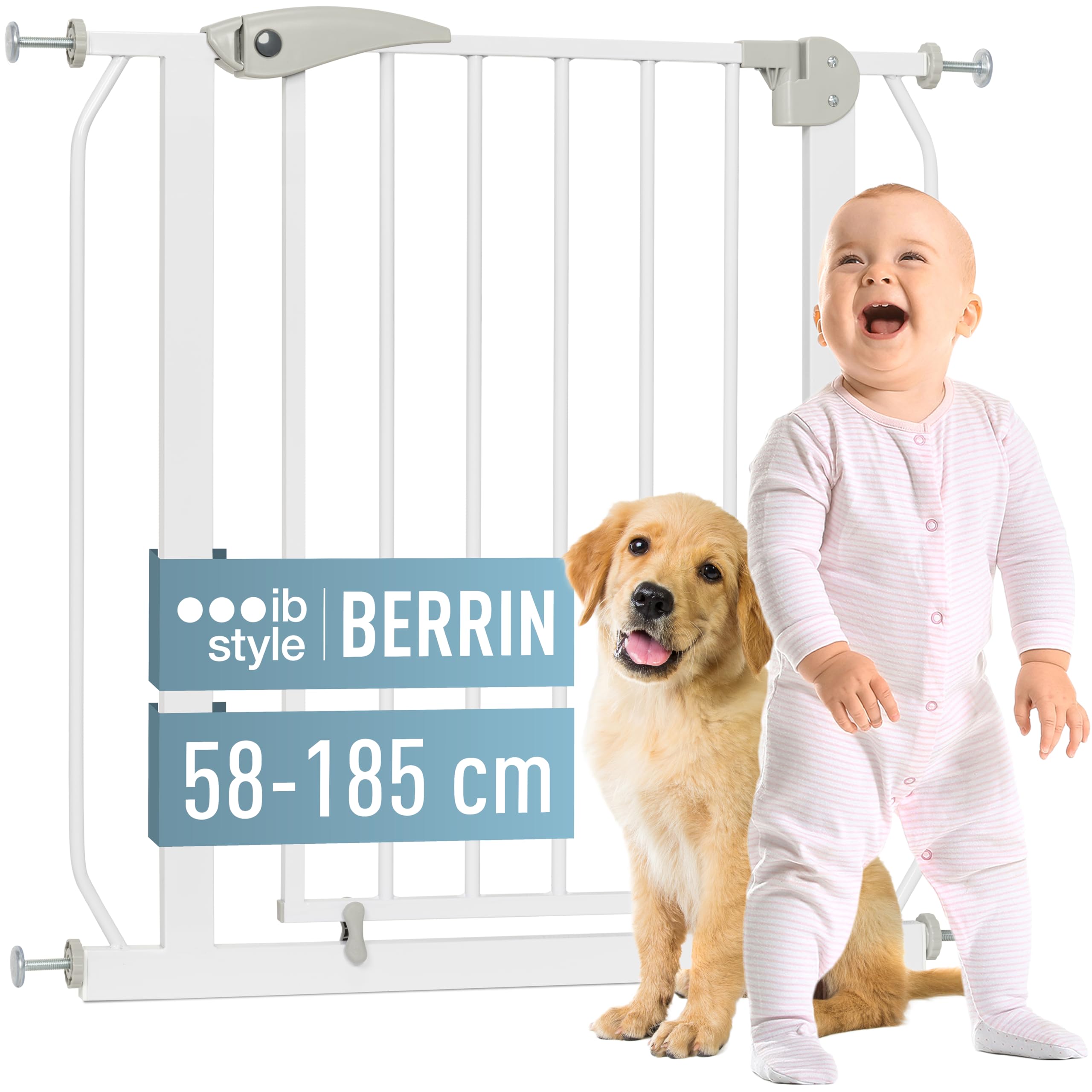 ib style Treppenschutzgitter für Babys Berrin 58-185 cm, Türschutzgitter, Absperrgitter für Haustiere,Ohne Bohren, Weiß, 68-76 cm 68 - 76 cm Angebot bei HelloDeals