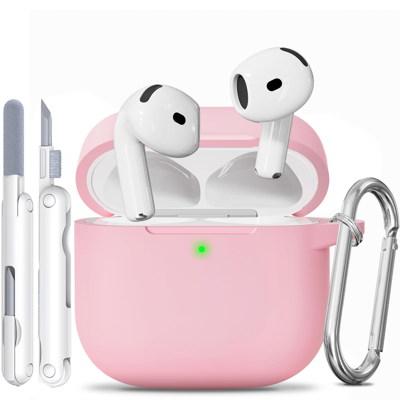 TNSNK for AirPods 4 hülle with Cleaner Kit, Silikon Protection Case for Apple Airpods 4 ANC (AirPods 4 mit Aktiver Geräuschunterdrückung) Support Wireless Charging with Keychain(2024)-Pink AirPods 4 Case A1-Rosa Angebot bei HelloDeals