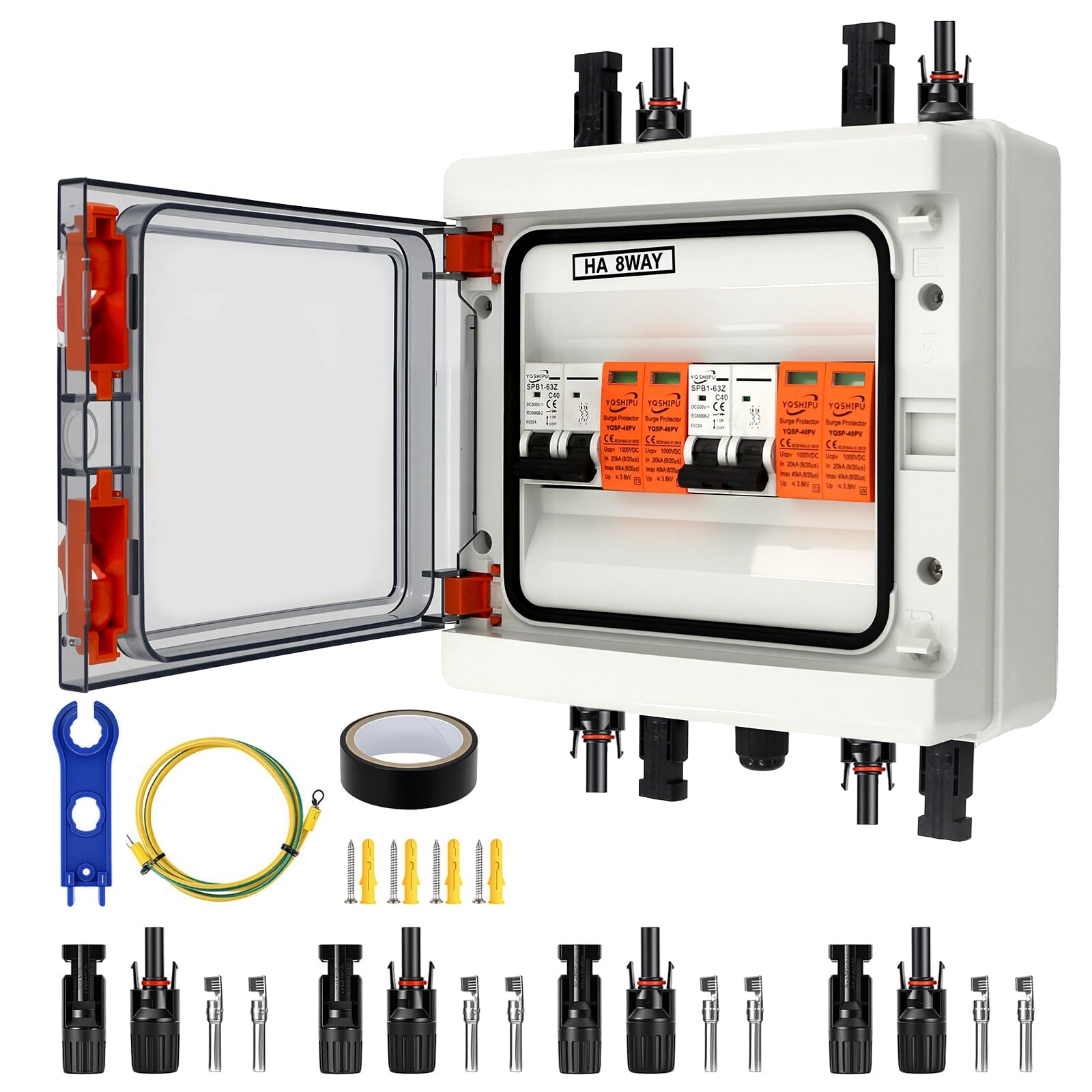 Überspannungsschutz PV, DC 40A/1000V Trennschalter, Blitzschutz Leitungsschutzschalter(2 in 2 Out), Solar PV Anschlusskasten IP65 Wasserdicht 2 String 40A 1000VDC Angebot bei HelloDeals
