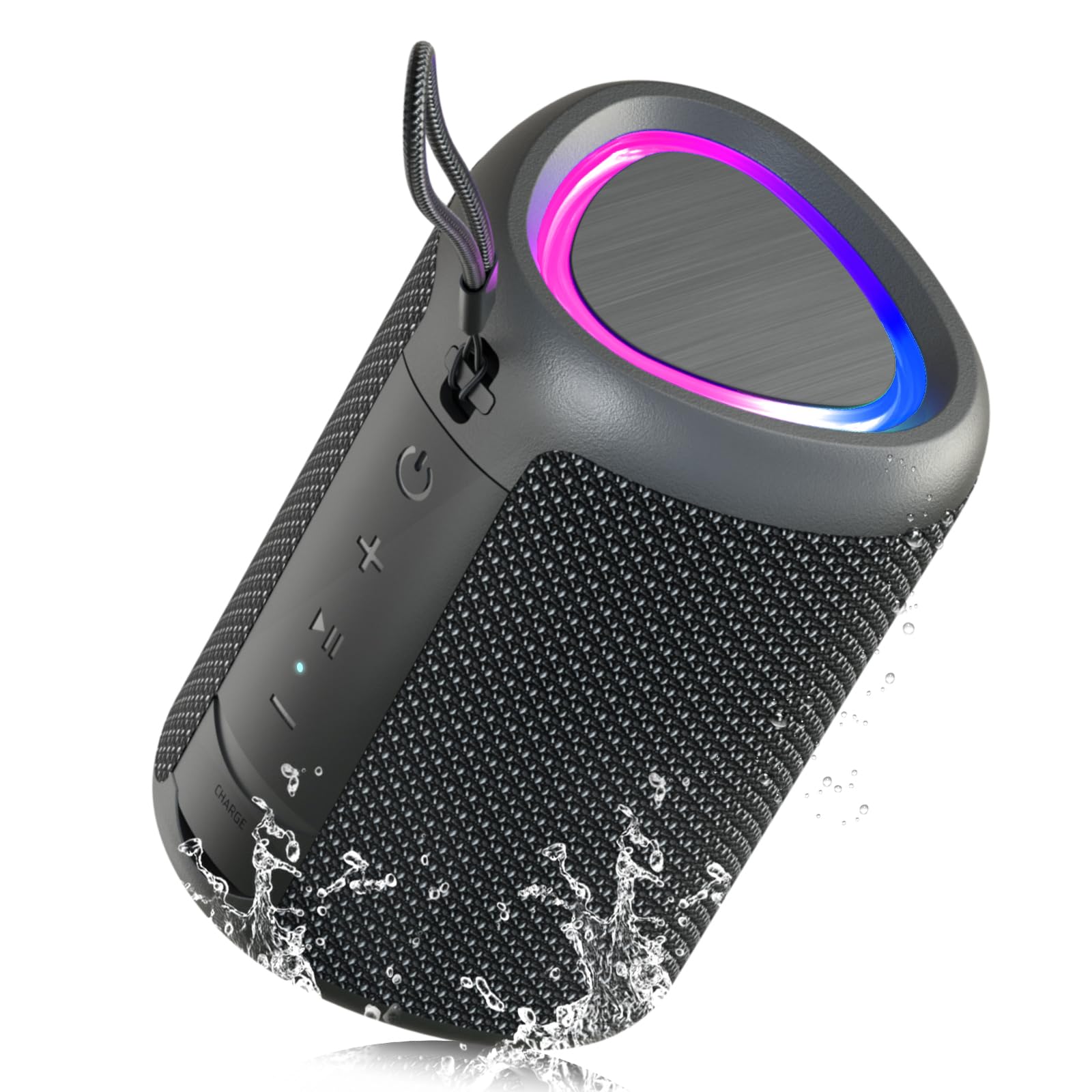 UOHHBOE Bluetooth Lautsprecher Kleine Musikbox Bluetooth 5.3 15W mit TWS Modus RGB Lichtern 30 Meter Reichweite 15 Stunden Spielzeit AUX & TF Karten Kompatibilität IPX5 Wasserdicht Dreieck Angebot bei HelloDeals