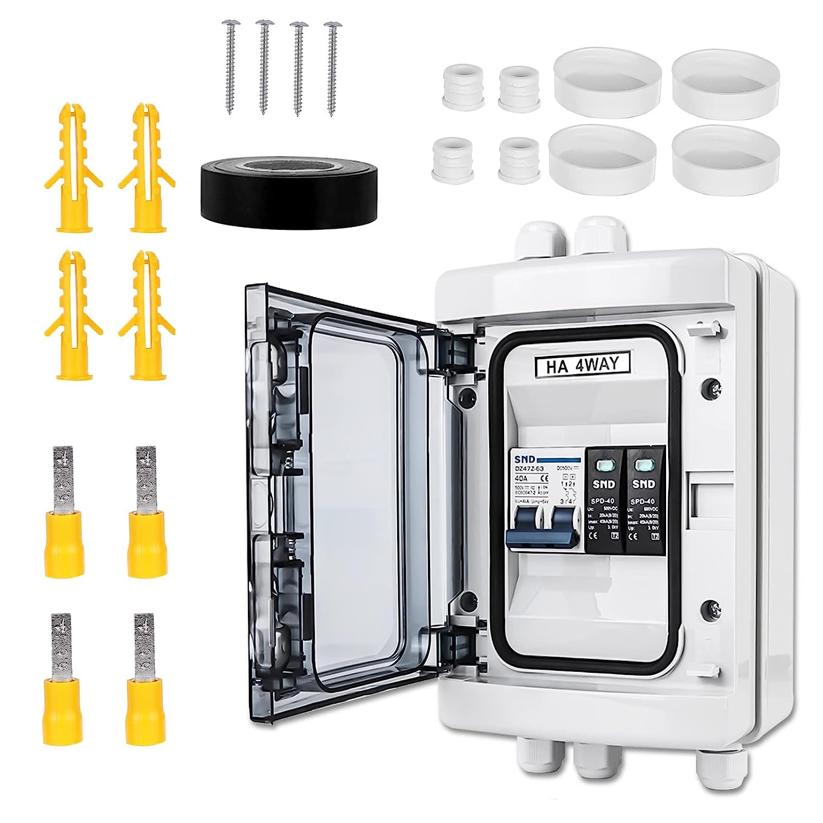 SPORWAY Überspannungsschutz PV DC Trennschalter Blitzschutz, Leitungsschutzschalter 500V DC 2 Polig 40A 20-40KA Trennschalter, Solar Anlage Sicherungsautomat mit IP65 Wasserdicht Gehäuse Angebot bei HelloDeals
