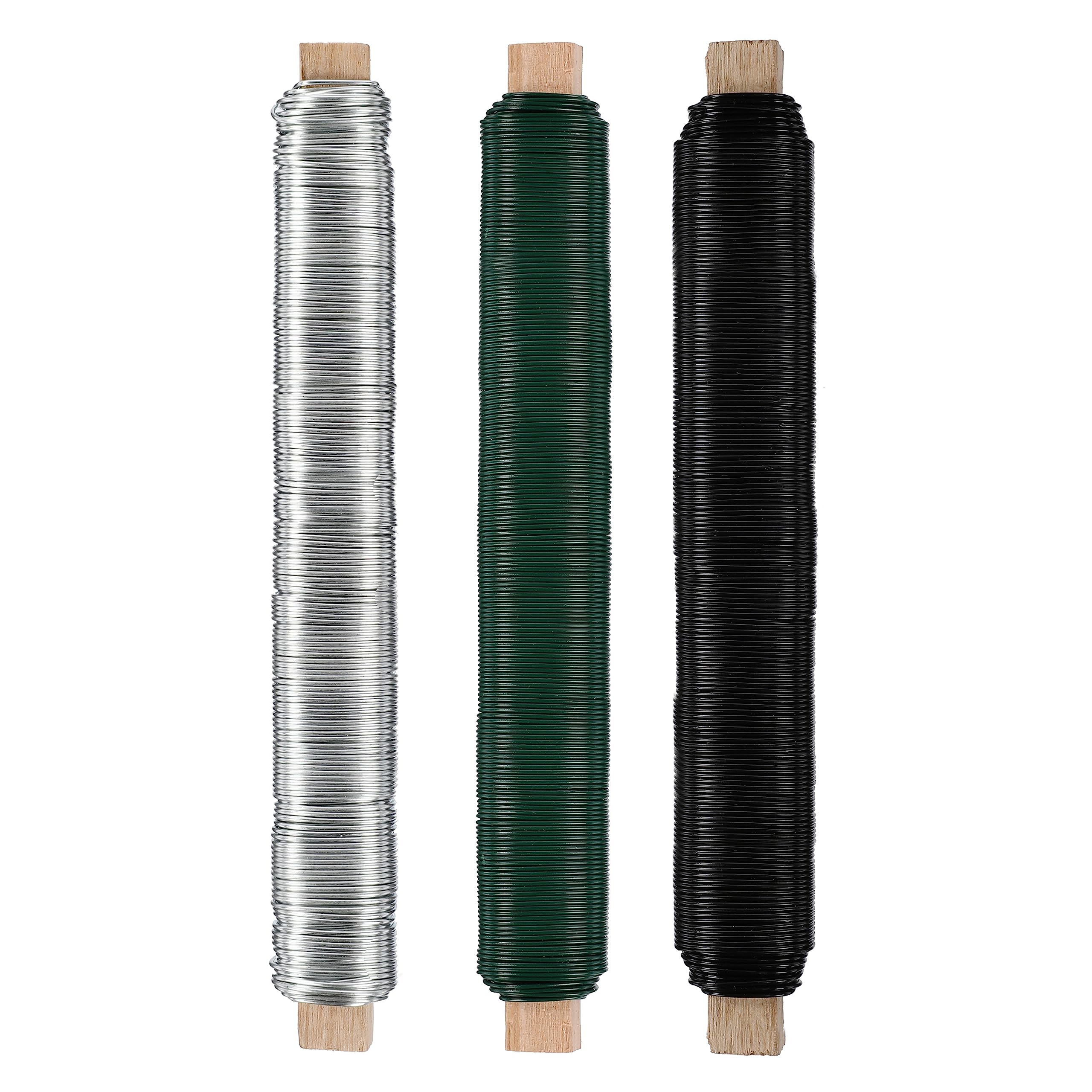 Nordstern Blumendraht Basteldraht Grün/Silber/Schwarz 3er Pack - Wickeldraht Ø 0,65 mm x 38 m Grün, Schwarz & Silber Angebot bei HelloDeals